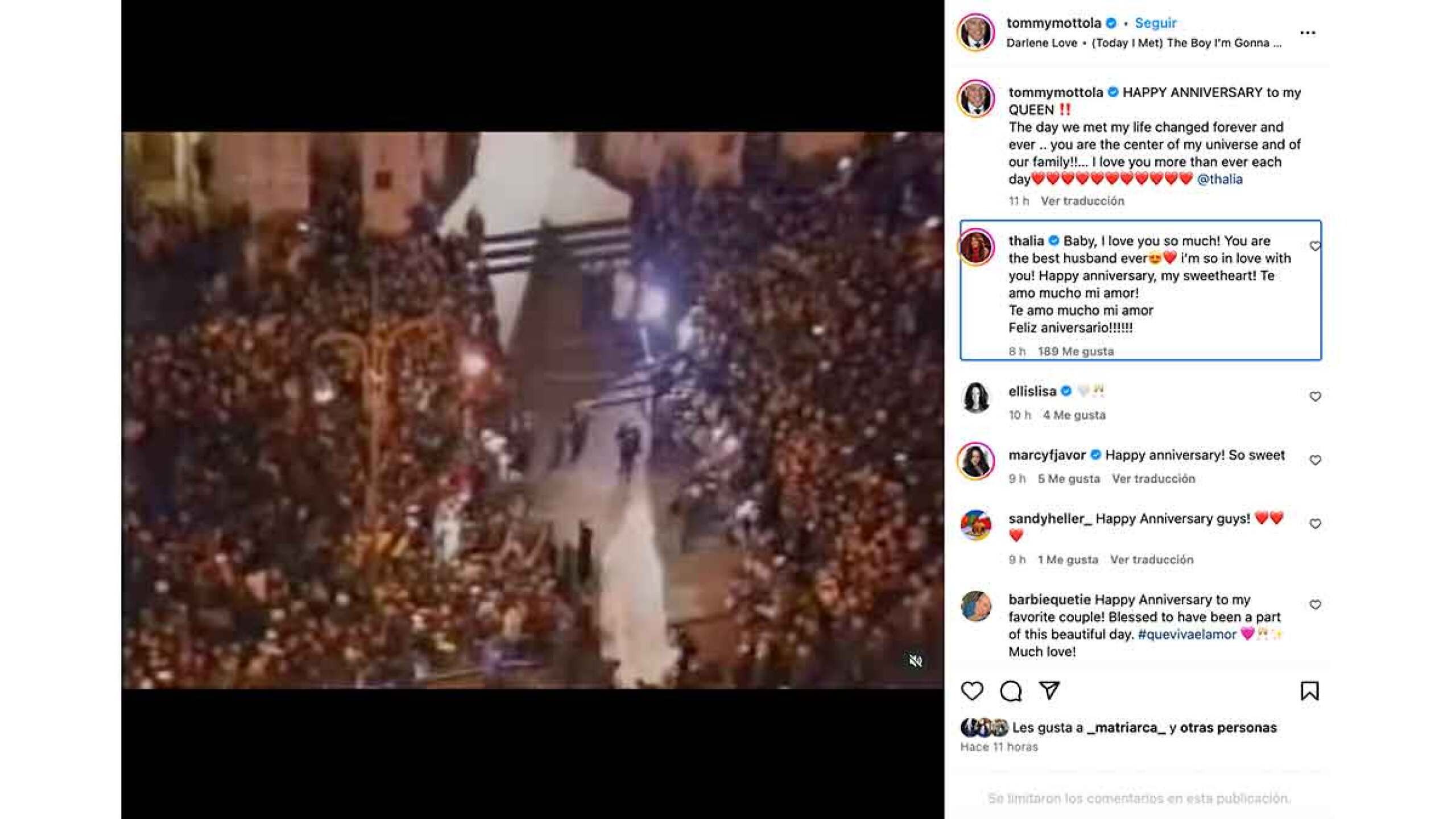 Tommy Mottola y Thalía festajan 24 aniversario