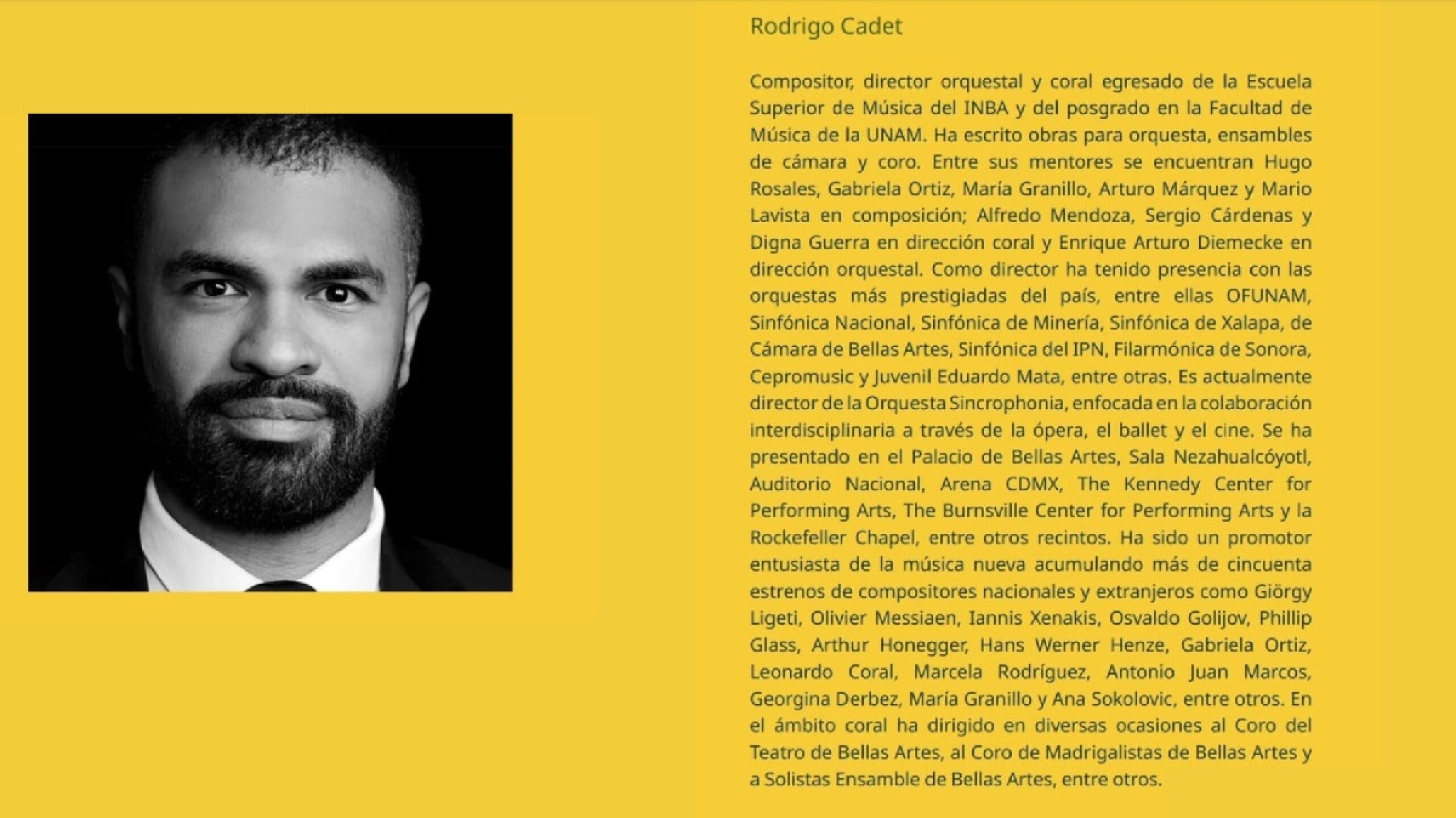 Rodrigo Cadet, Coro de Madrigalistas de Bellas Artes