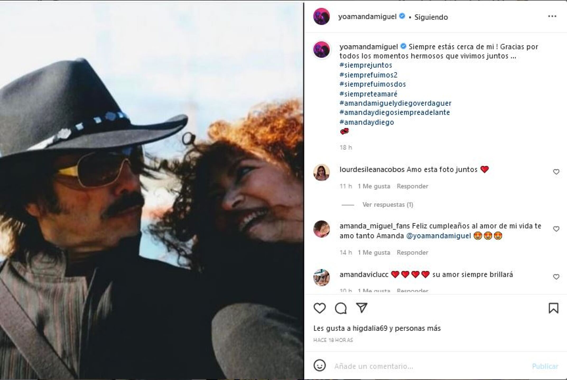 Amanda Miguel festeja su cumpleaños recordando a Diego Verdaguer