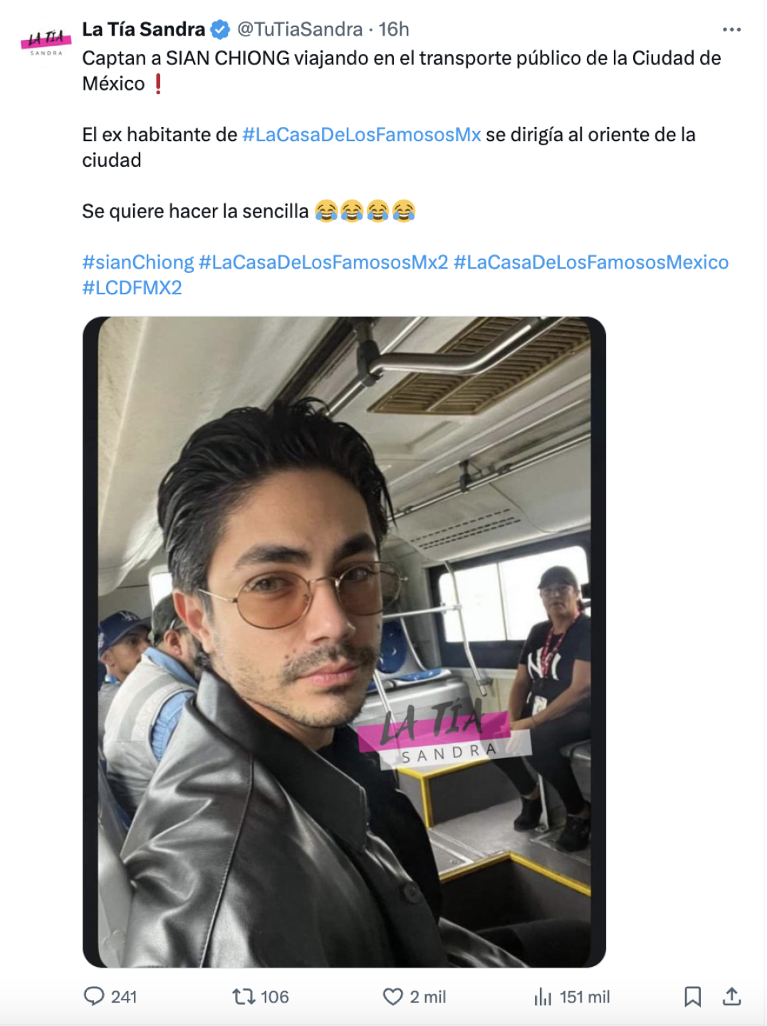 Sian Chiong en el transporte