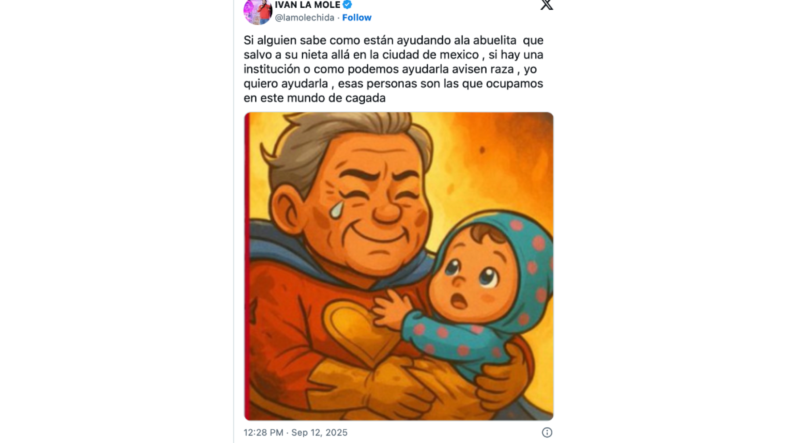 Iván 'la Mole' quiere apoyar a abuelita que salvó a su nieta