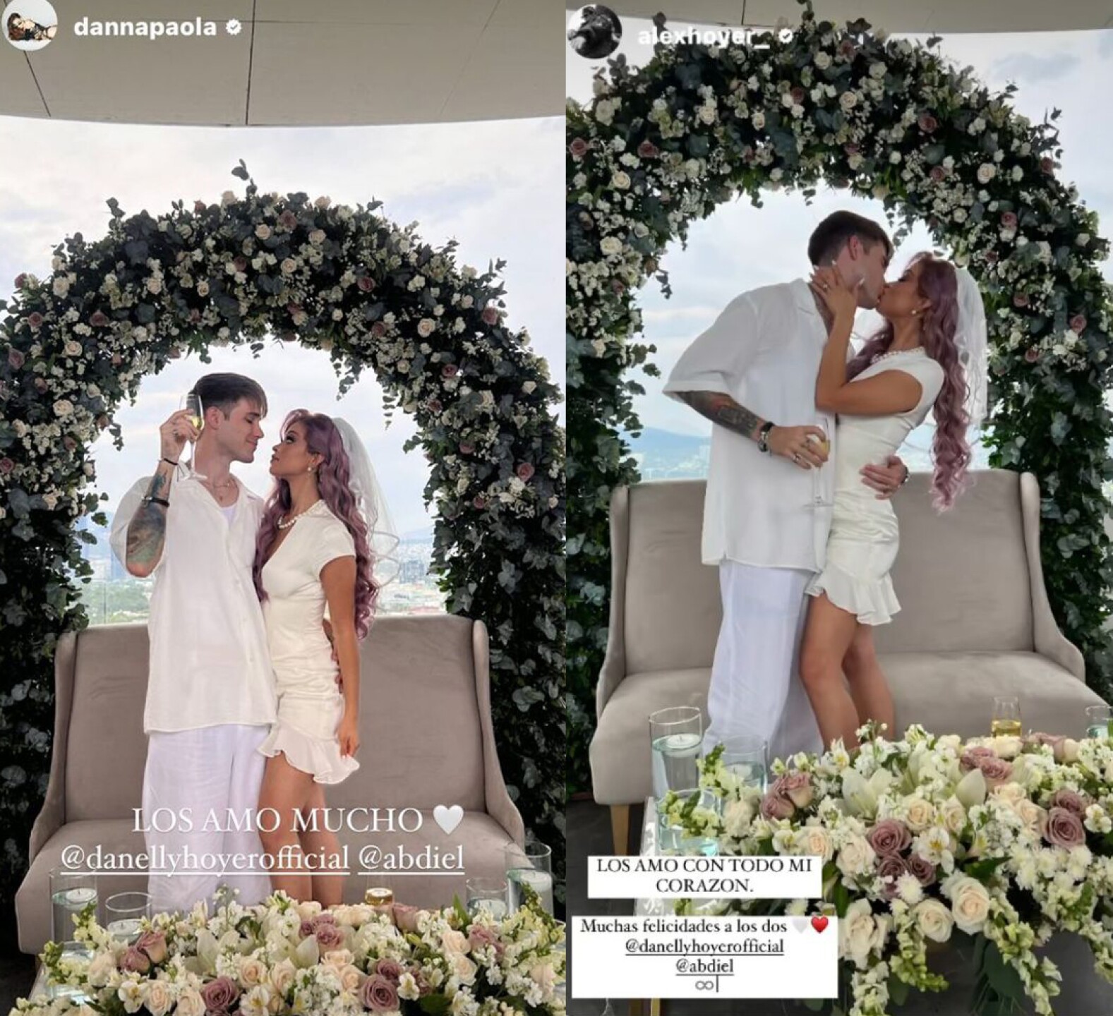 Mensajes Danna Paola y Alex Hoyer a Danelly y Abdiel por su boda