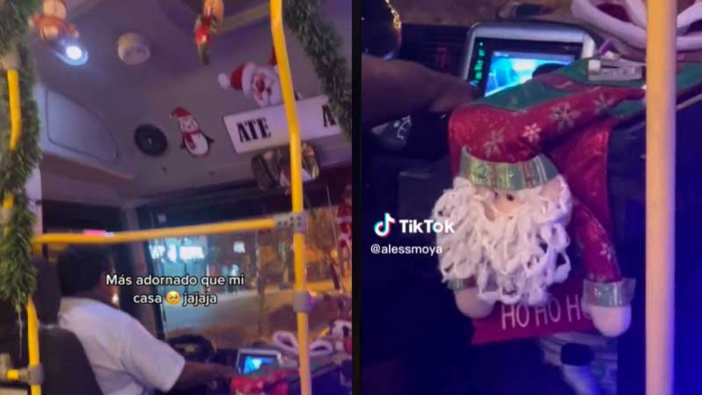 Conductor decora autobús al estilo navideño y se hace viral en TikTok