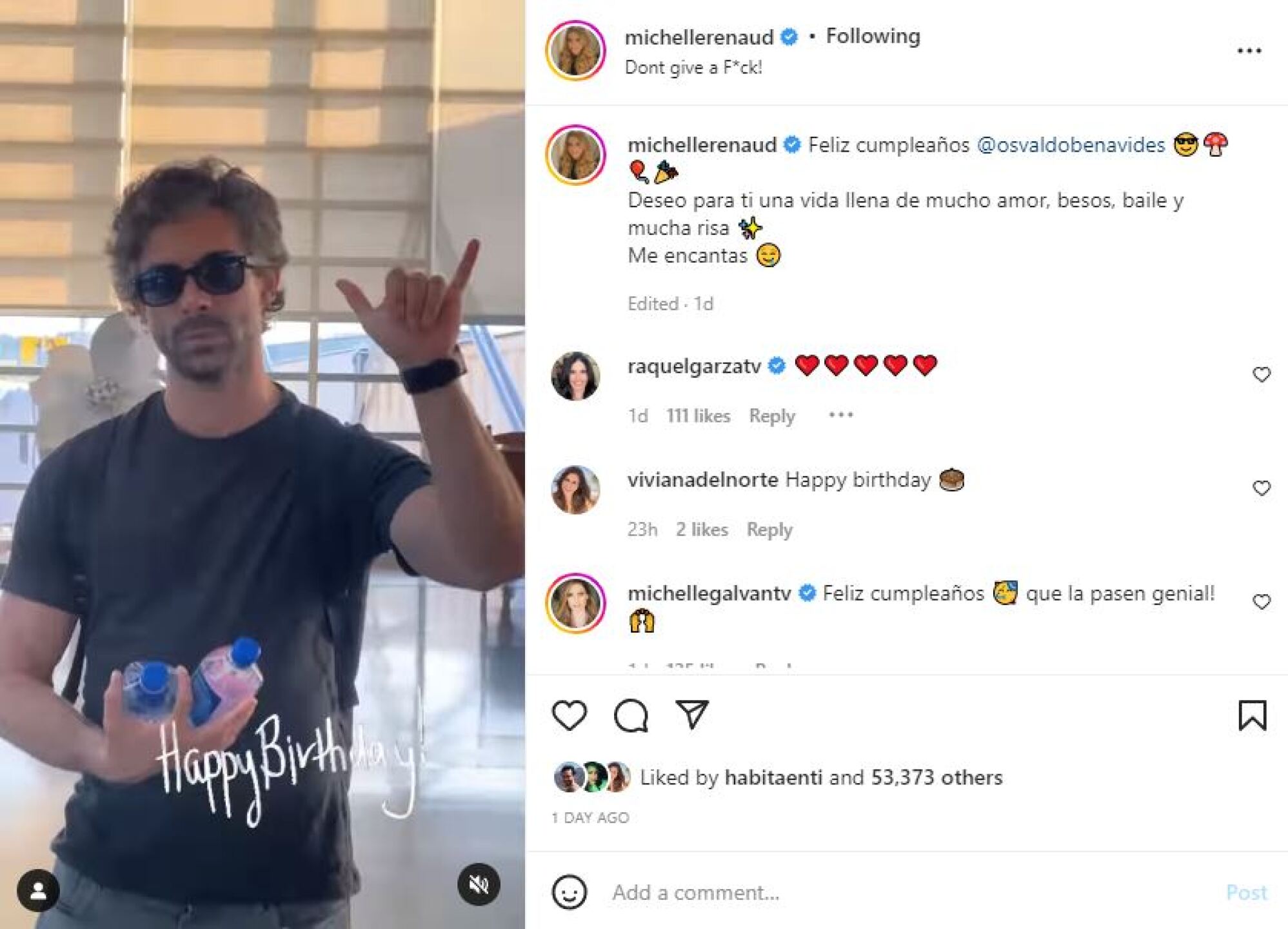 Osvaldo Benavides celebró su cumpleaños con Michelle Renaud