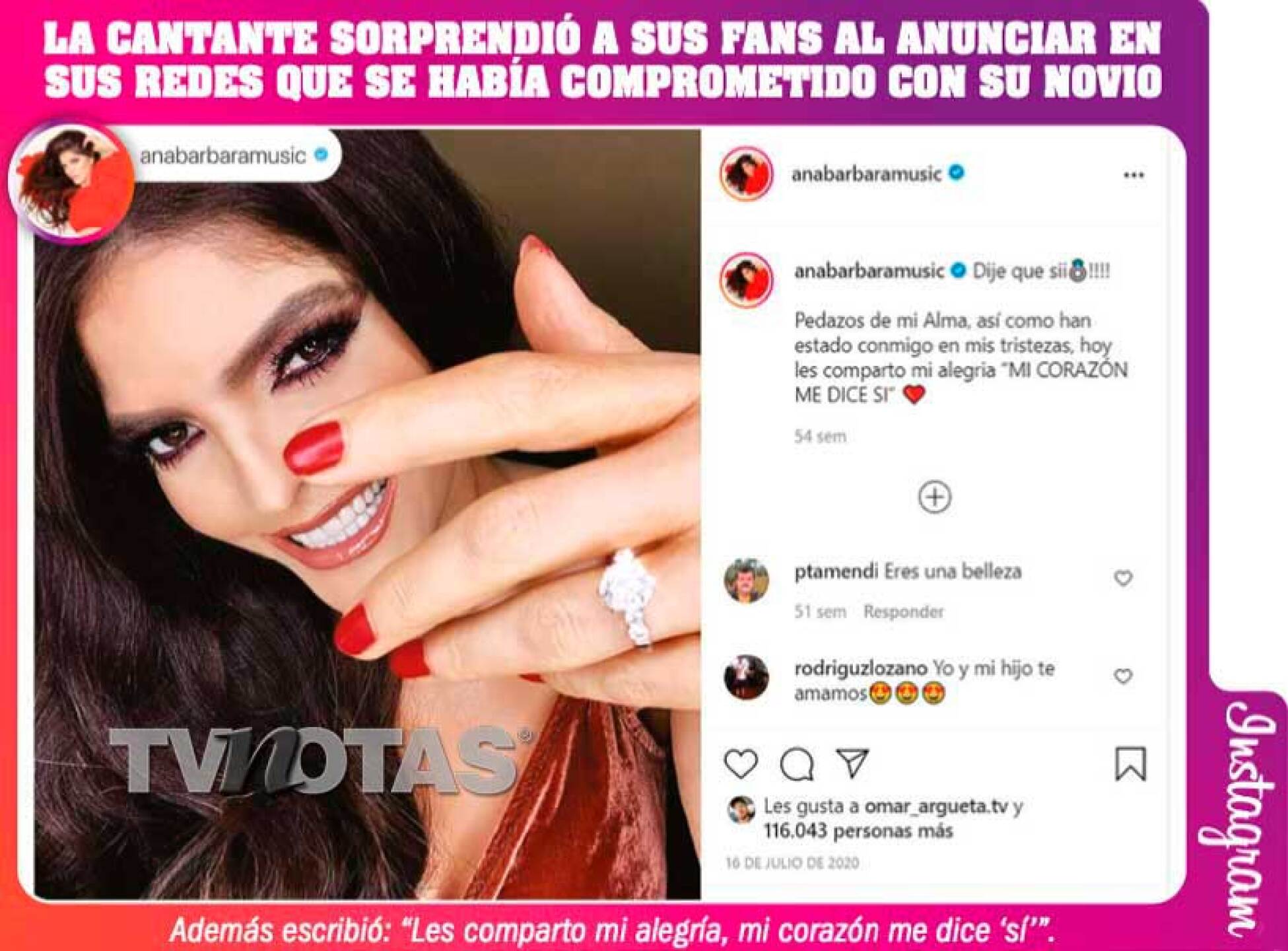 Ana Bárbara está muy feliz con su prometido