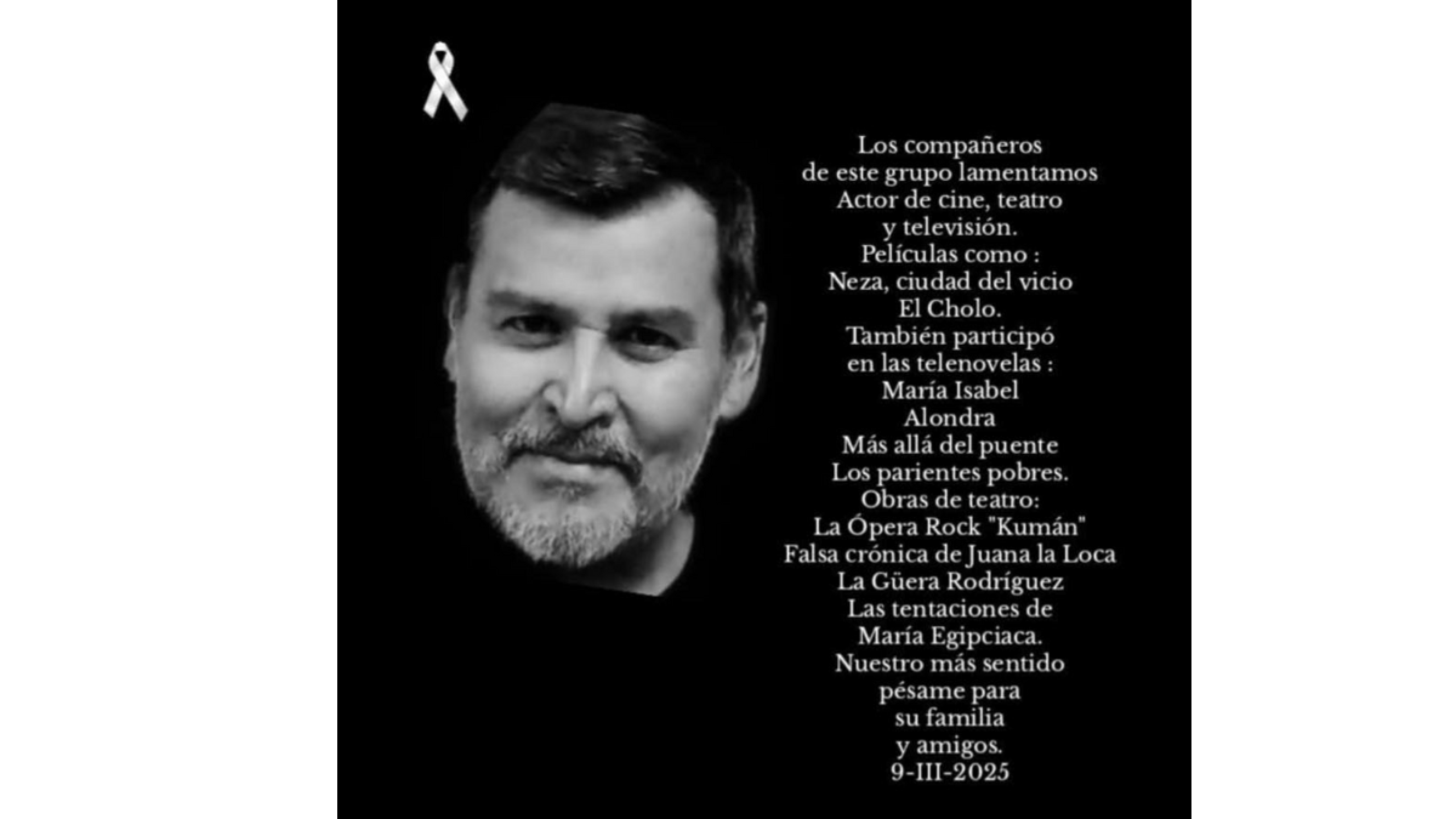 Actor Carlos Osiris que participó en María Isabel