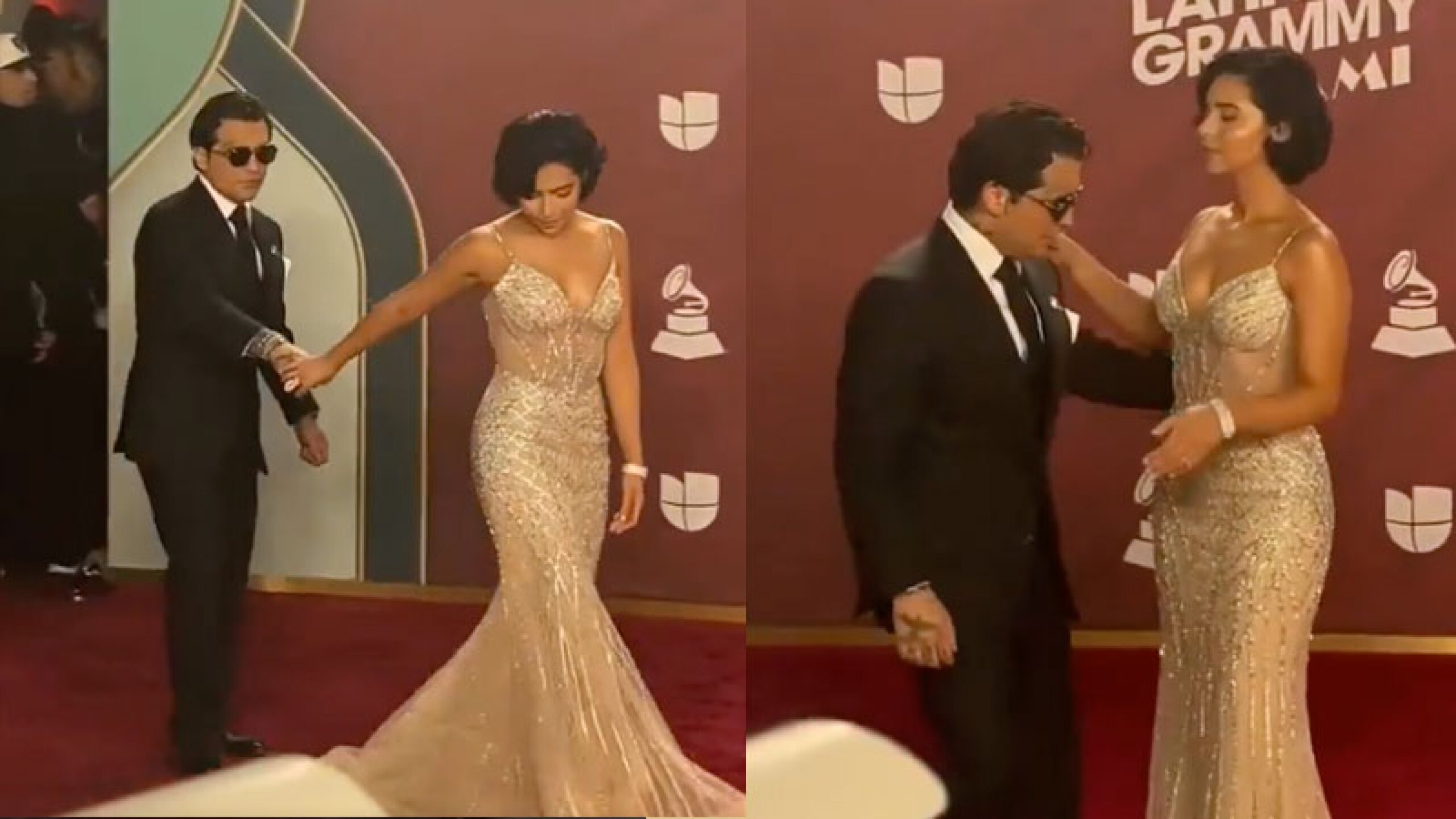 Ángela y Nodal juntos alfombra roja