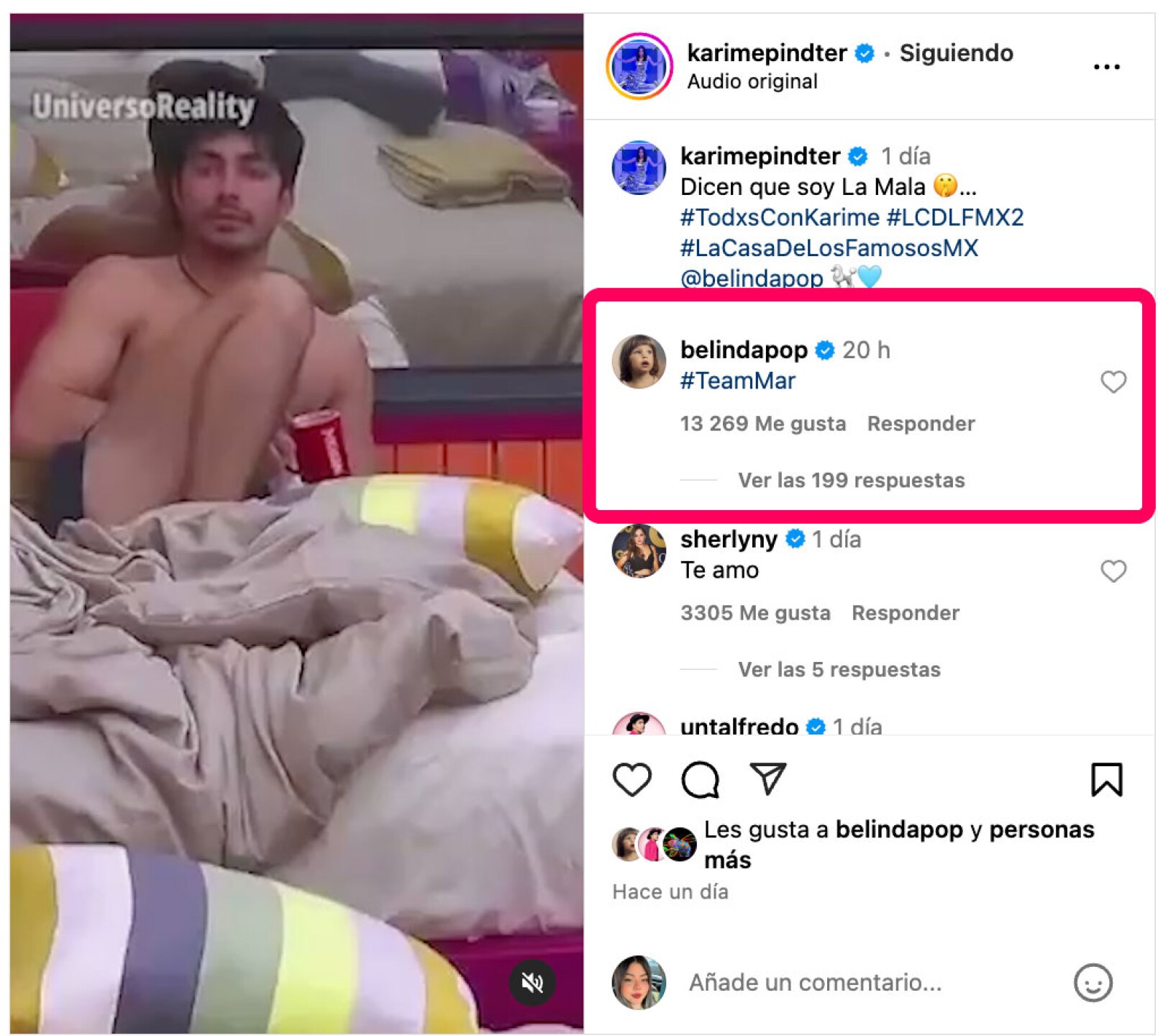 Belinda revela que es fan de La casa de los famosos México