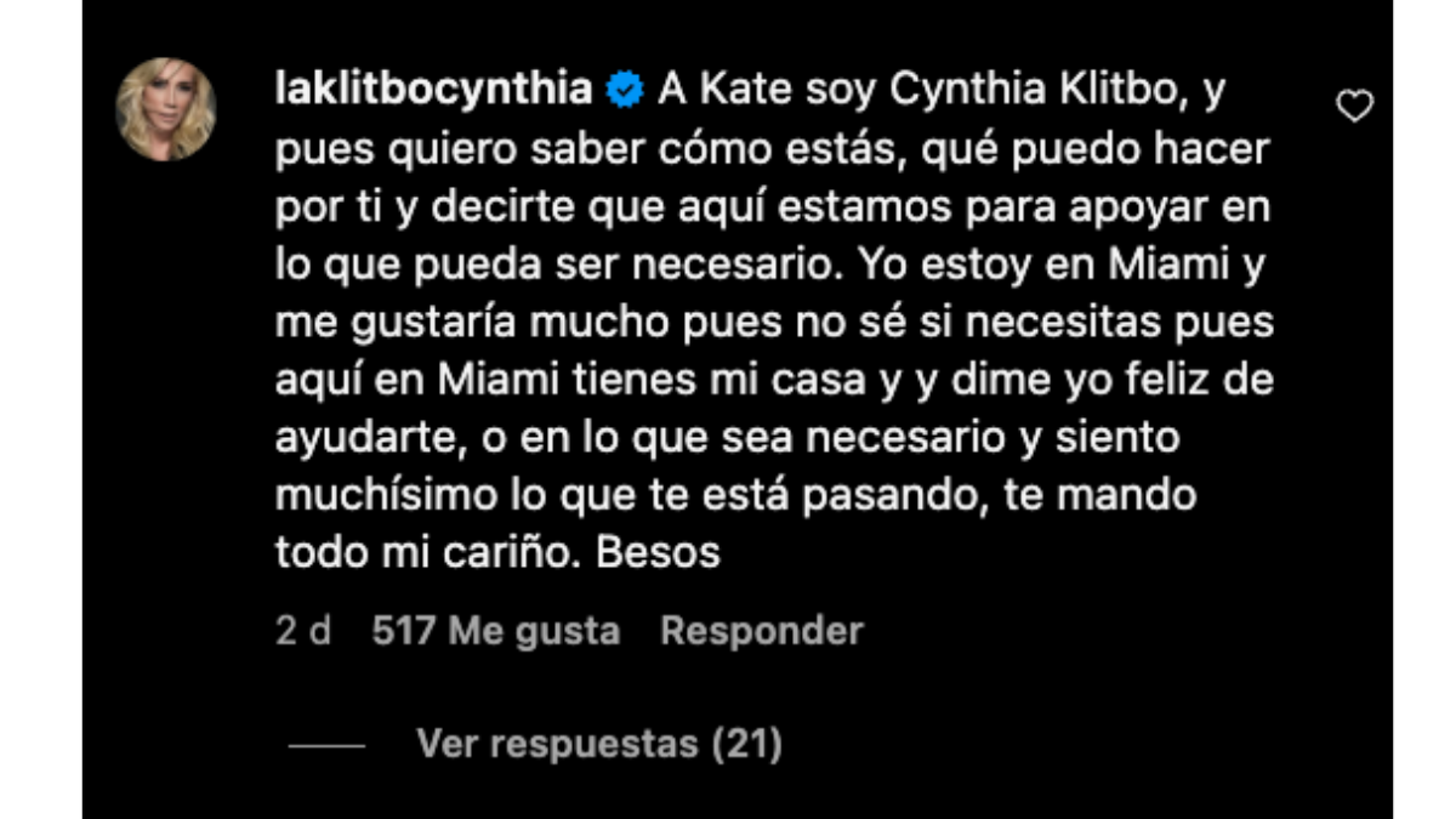 Cynthia Klitbo ofrece refugio a Kate del Castillo en su casa de Miami