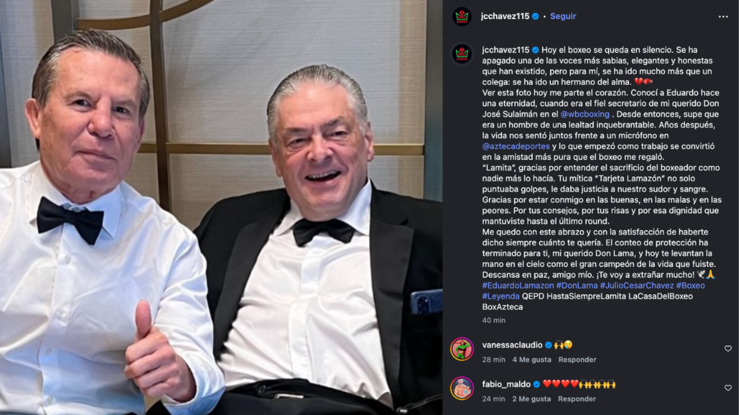 Julio César Chávez se despide de Eduardo Lamazón