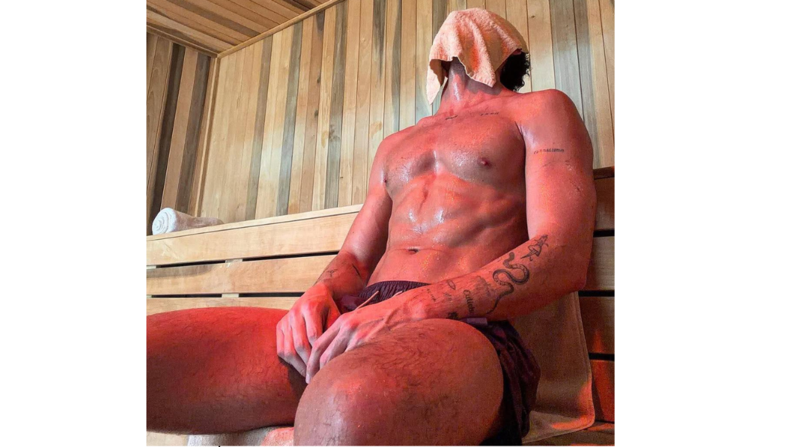 Alejandro Speitzer posa en el sauna en una nueva foto.