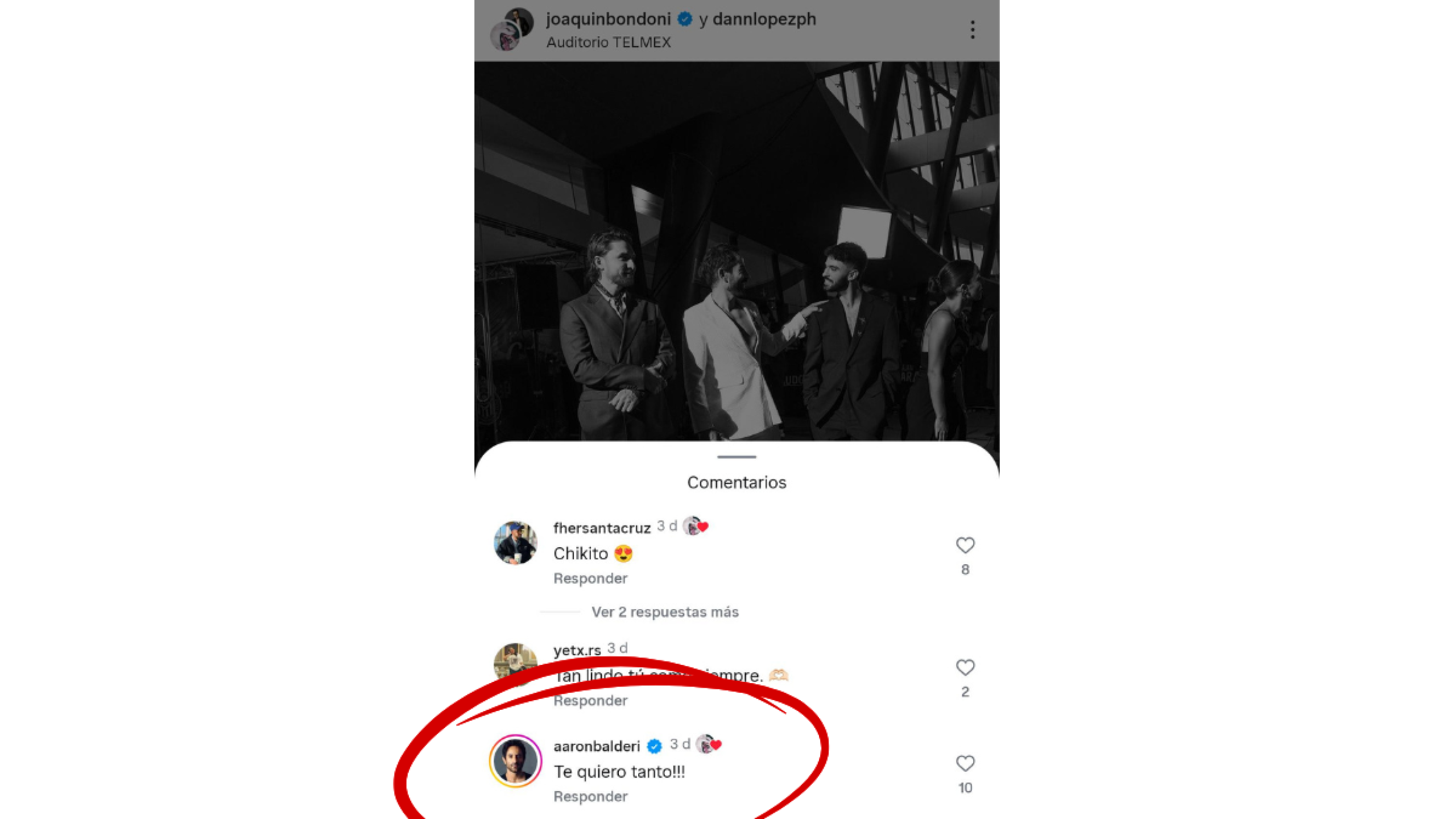 Piropos de Joaquín Bondoni y Aarón Balderi.