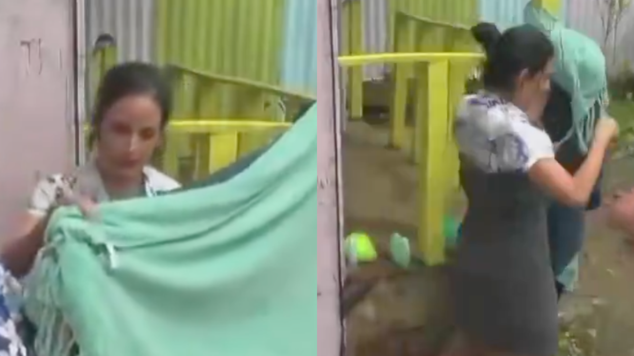 Ximena Herrera bañandose en "el exilio"