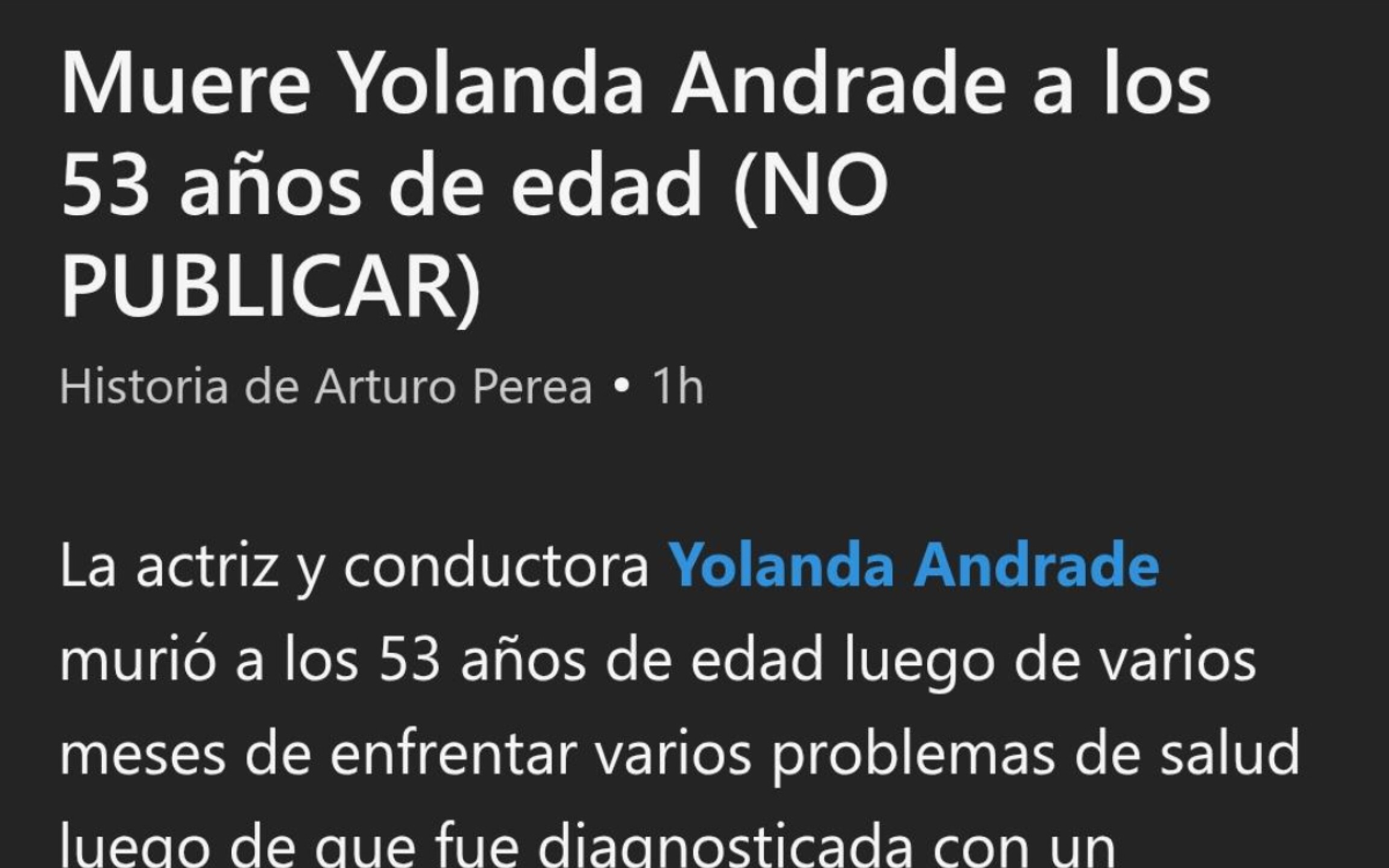 Supuesta muerte Yolanda Andrade