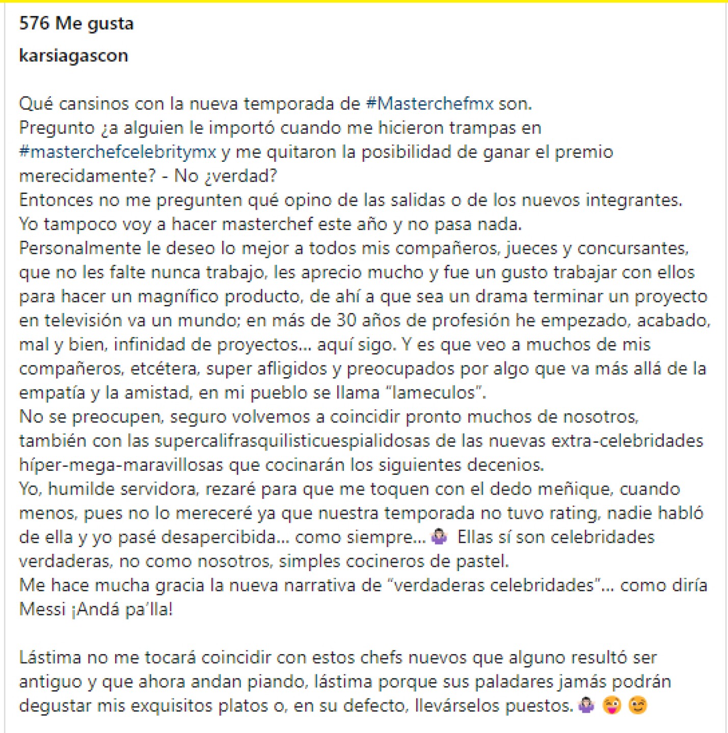 Karla Sofía Gascón MasterChef Celebrity 2023