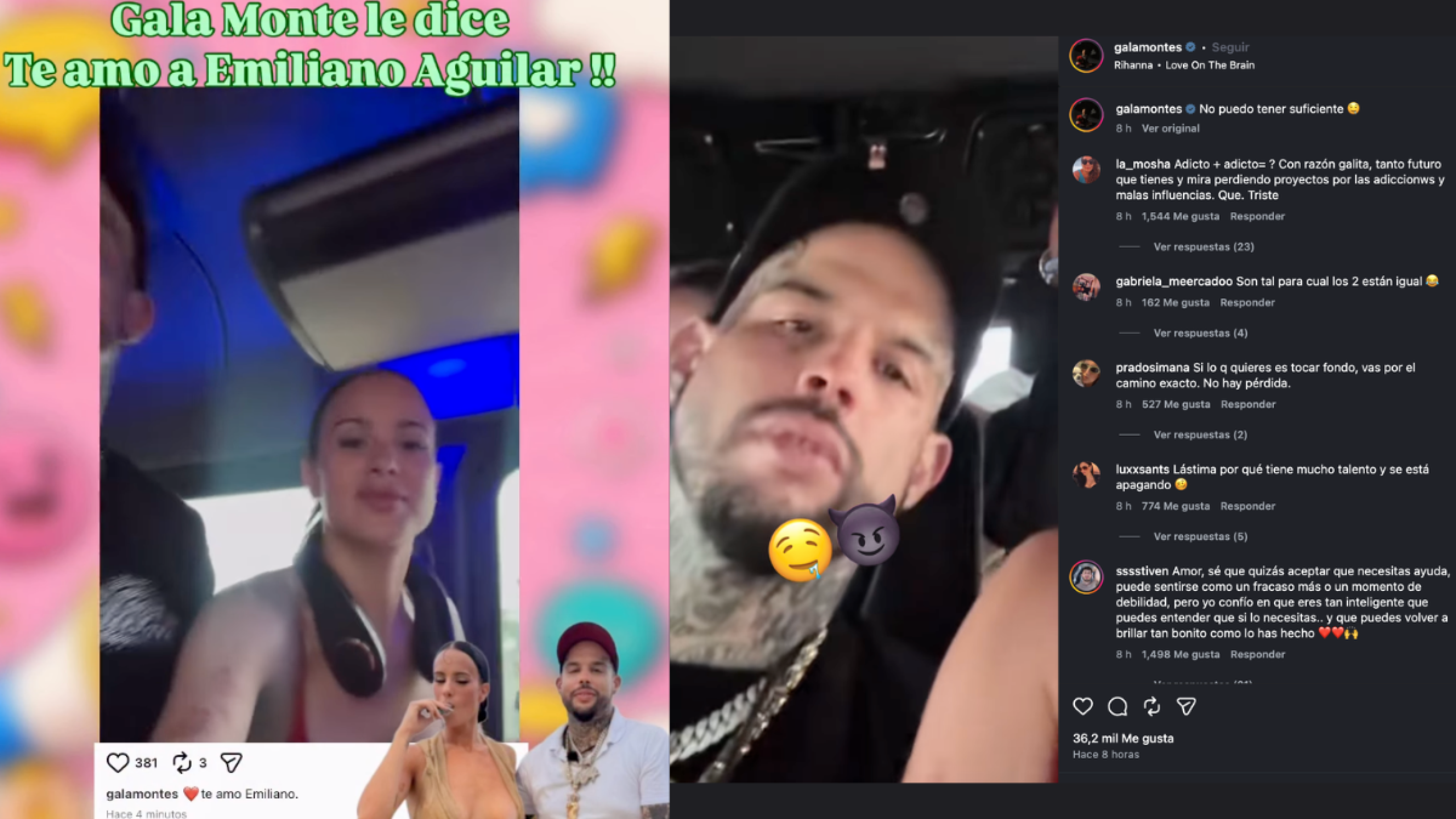 Gala Montes le dedicó mensaje a Emiliano Aguilar