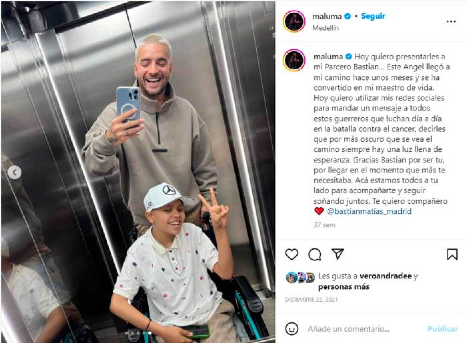 Maluma sorprende con tremendo regalo a niño con cáncer