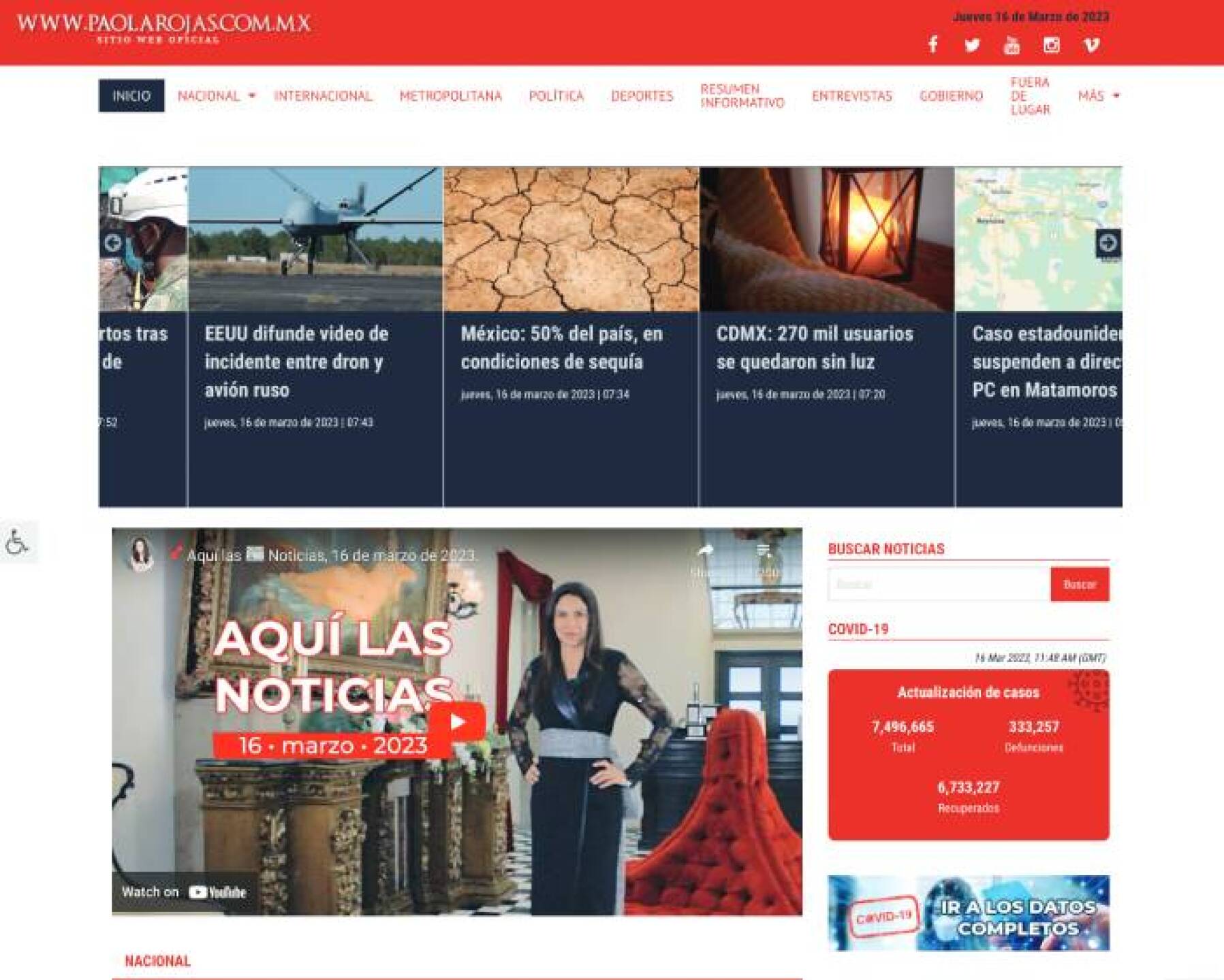 Nada la detiene ya que en su página web sigue publicando noticias y dando conferencias.