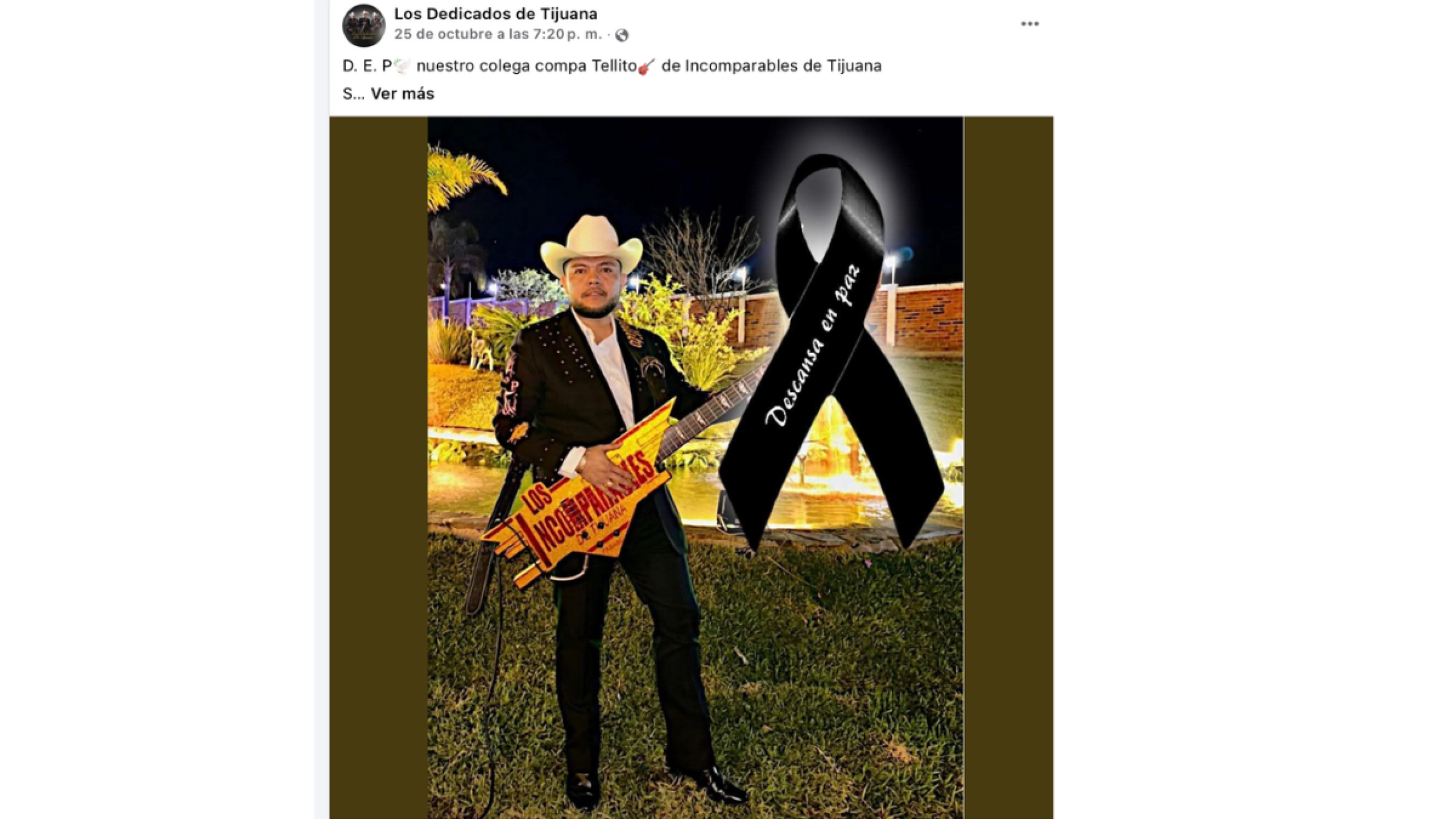 Asesinan a integrante de Los incomparables de Tijuana