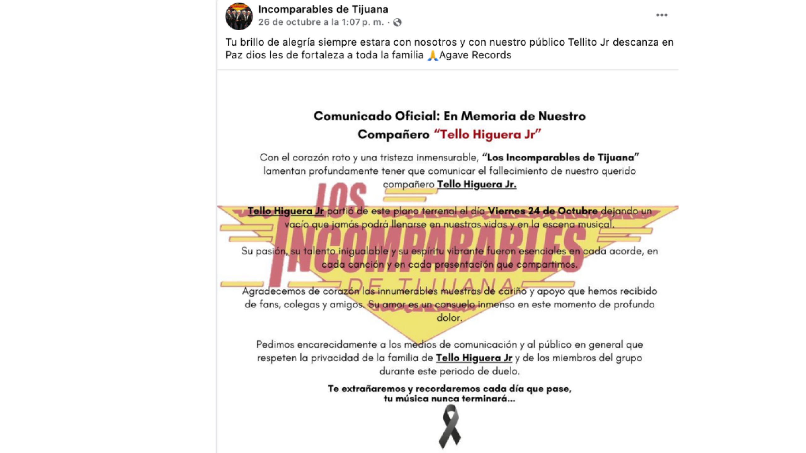 Asesinan a integrante de Los incomparables de Tijuana