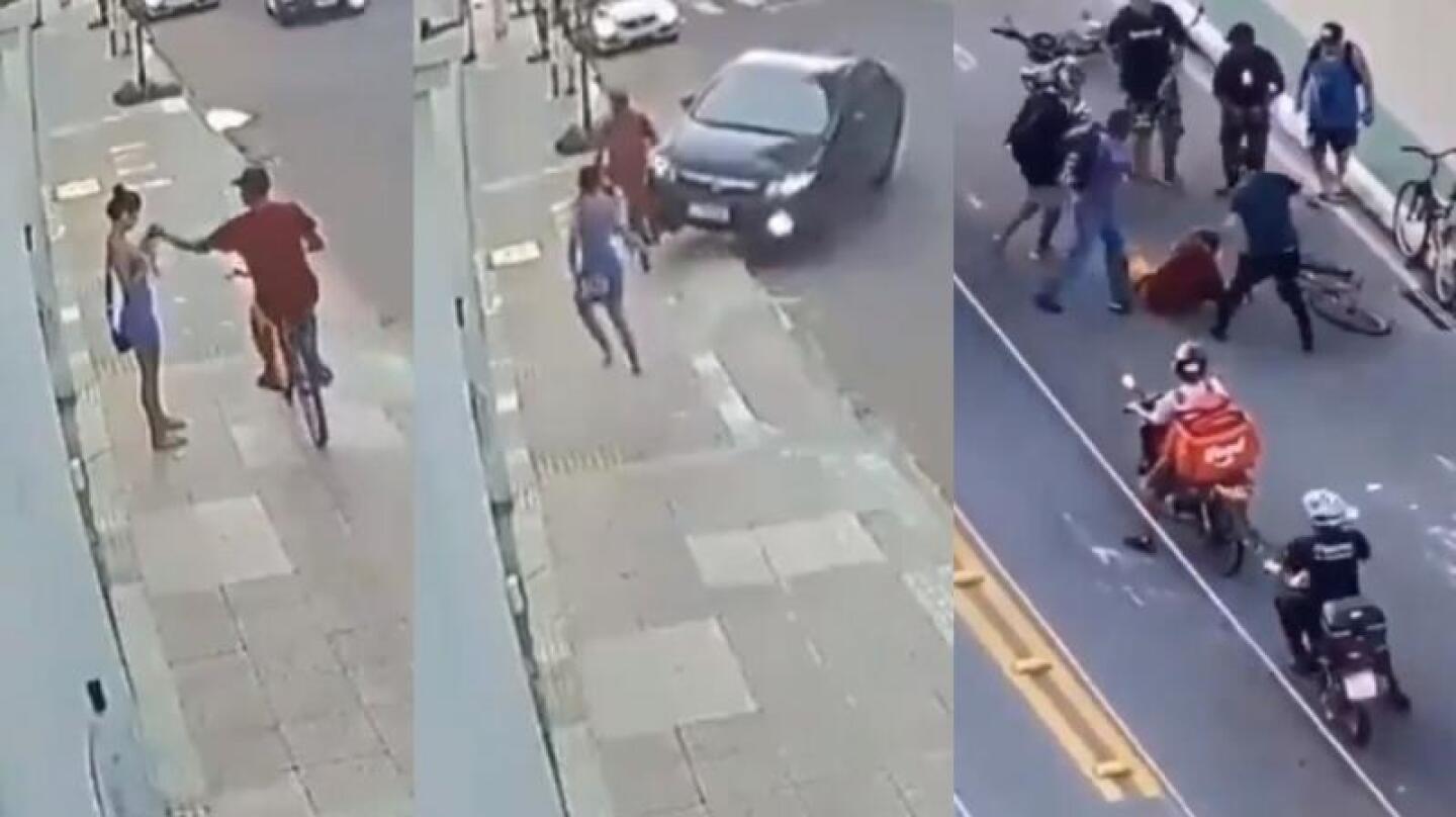 novio defiende novia robo celular