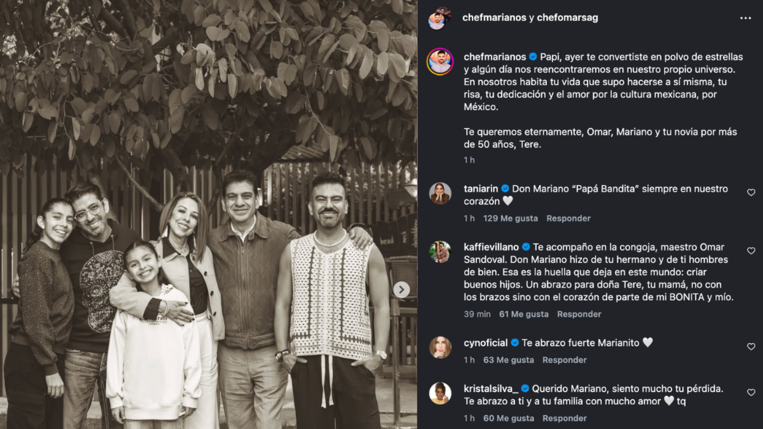 Chef Mariano Sandoval despide a su padre