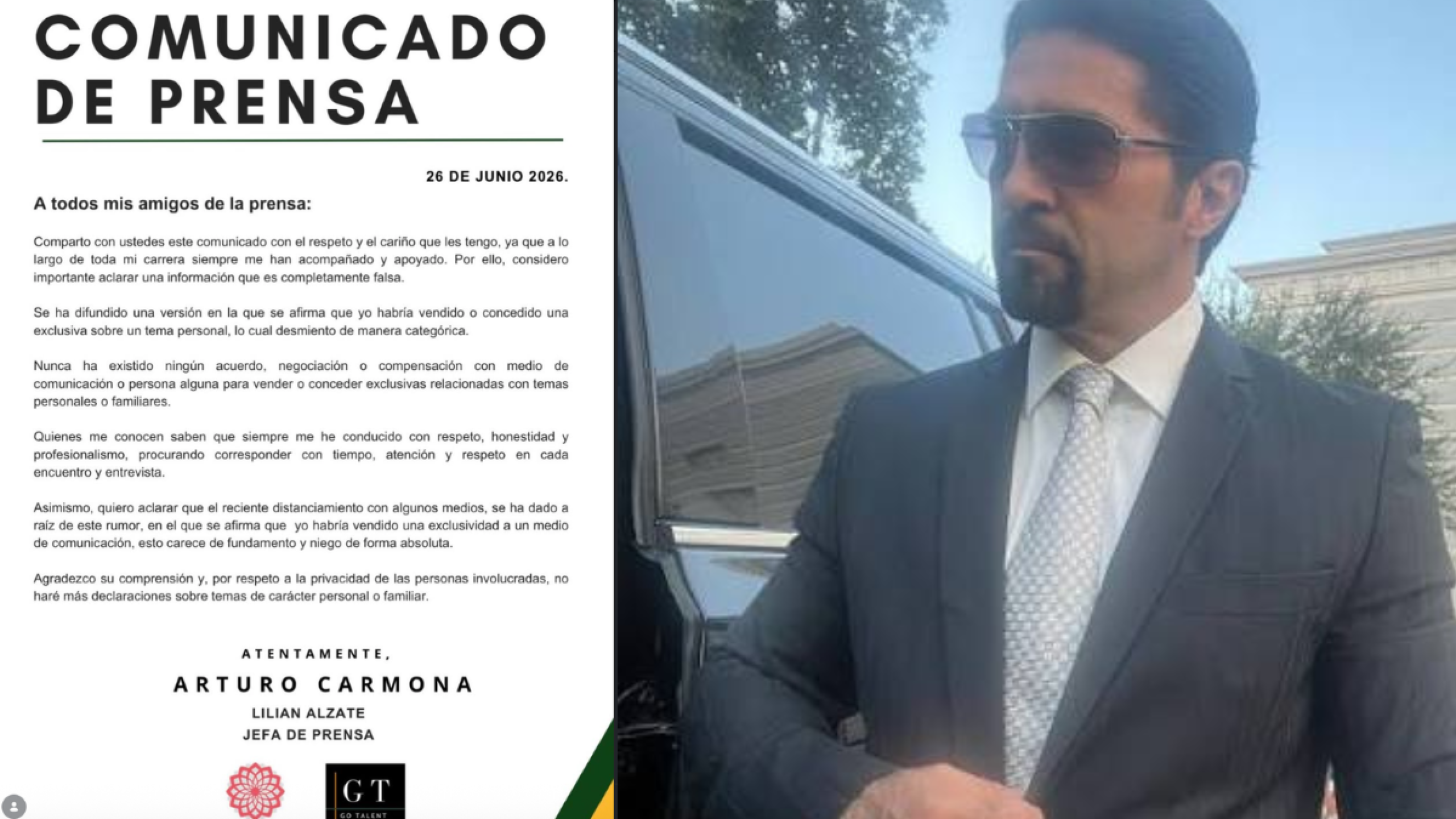 comunicado completo de Arturo Carmona
