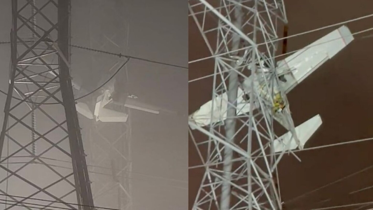 Video: Avioneta permanece 7 horas atorada en una torre eléctrica ¡y los tripulantes sobreviven!