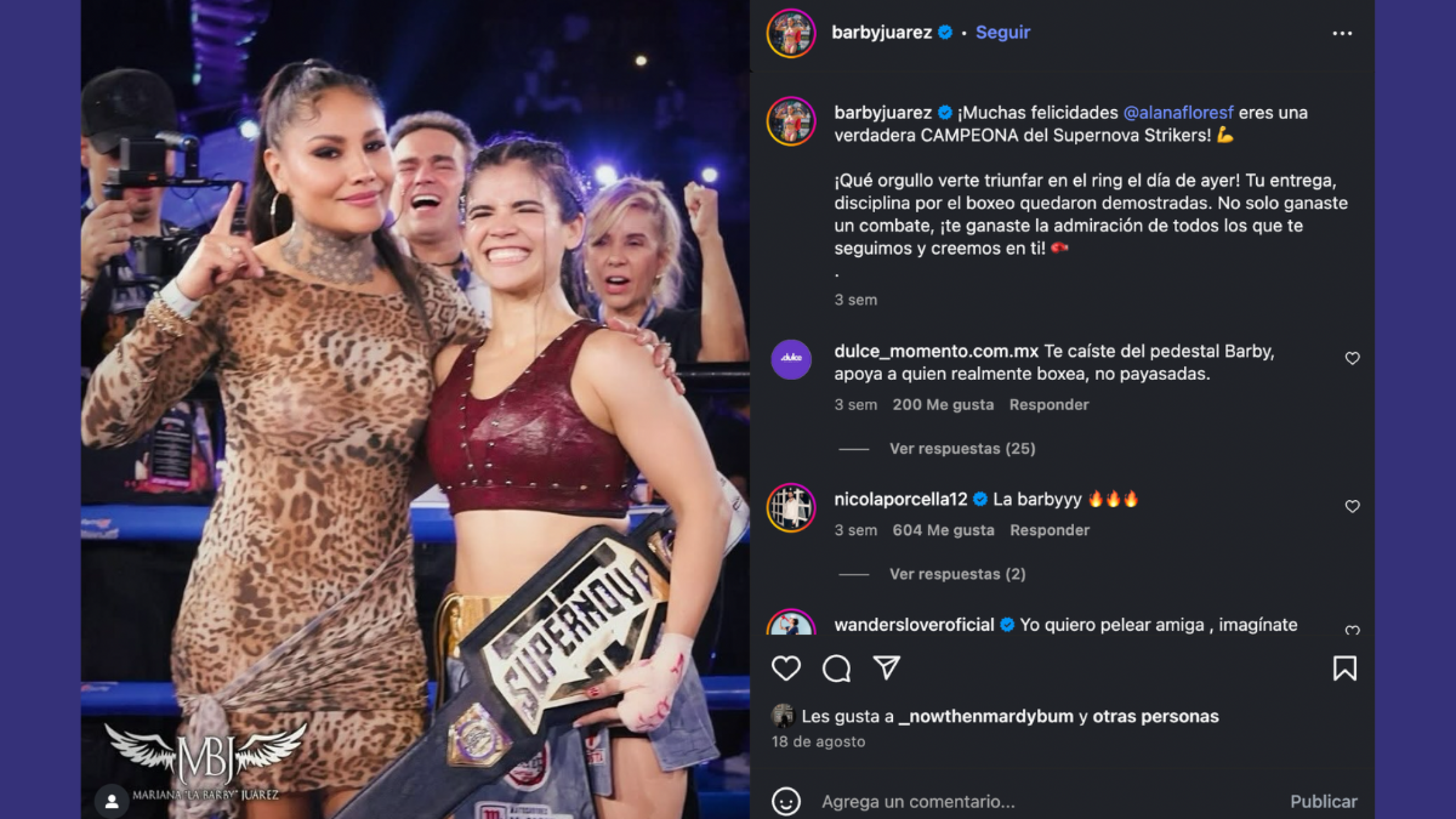 Barby Juárez, felicita a Alana Flores