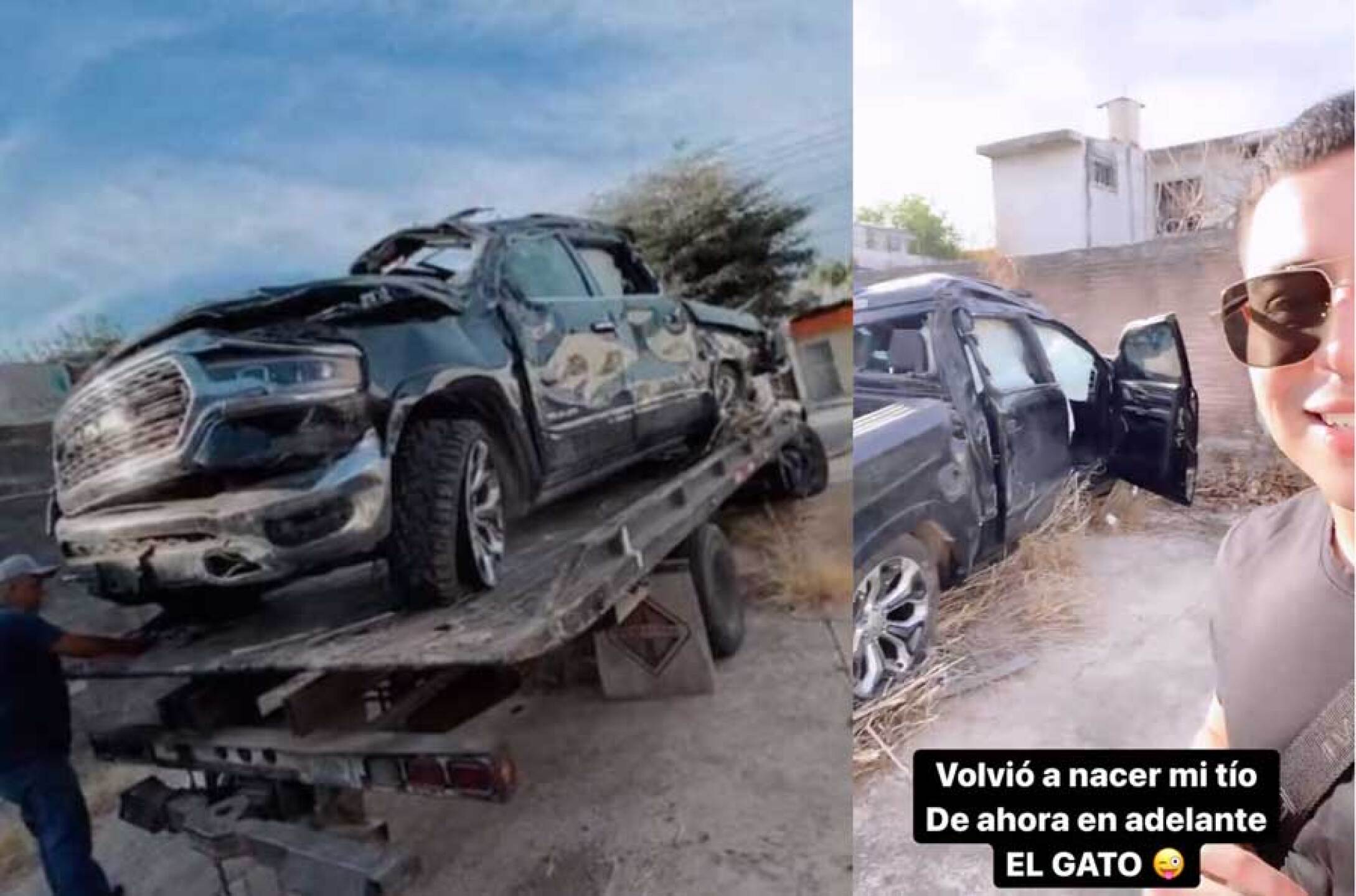 Eduin Caz se despide de su camioneta chocada