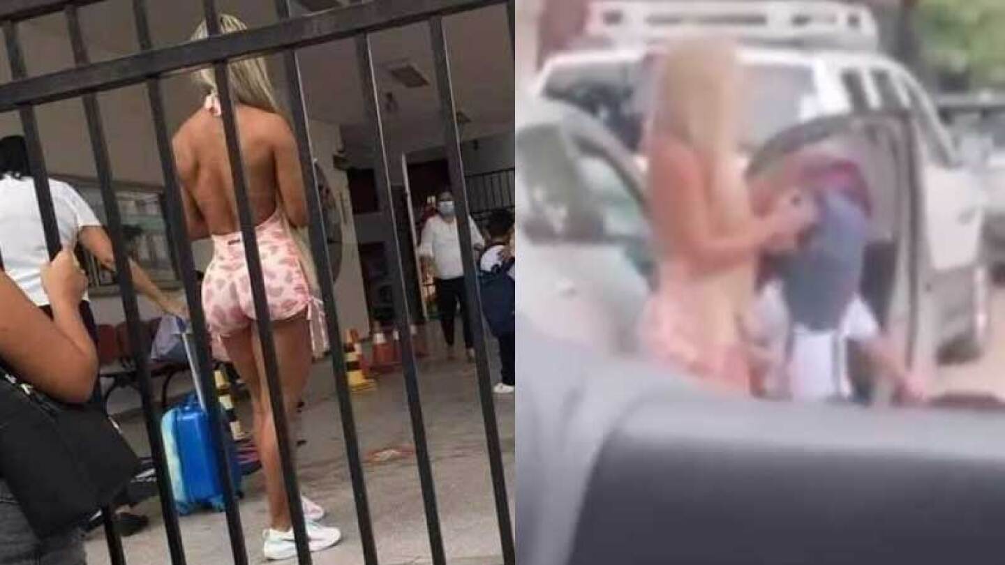Critican a mamá por ir por su hijo en diminuta ropa deportiva