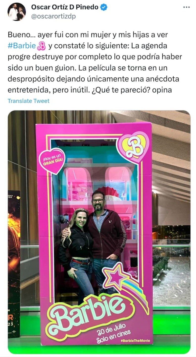 Oscar Ortiz de Pinedo, tundido en redes por criticar a Barbie