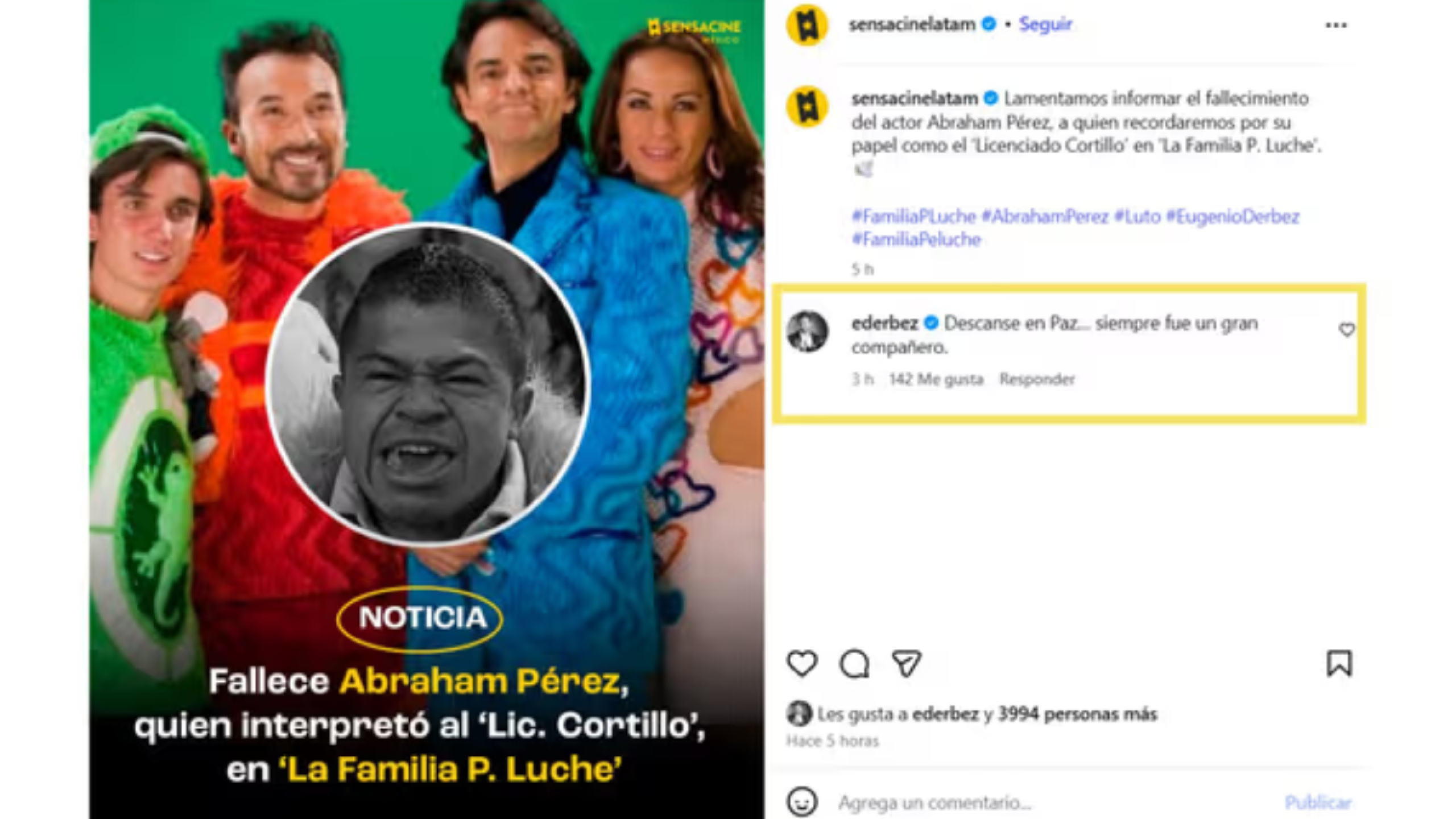 Eugenio Derbez muere Abraham Pérez, el icónico ‘Lic. Cortillo’