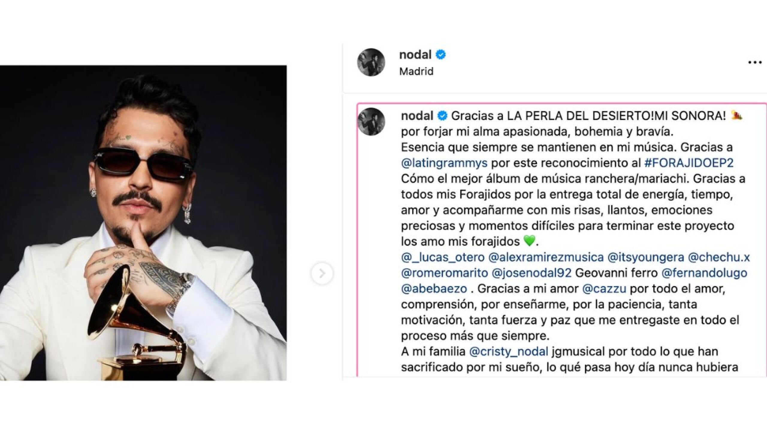 Christian Nodal dedica romántico mensaje a Cazzu