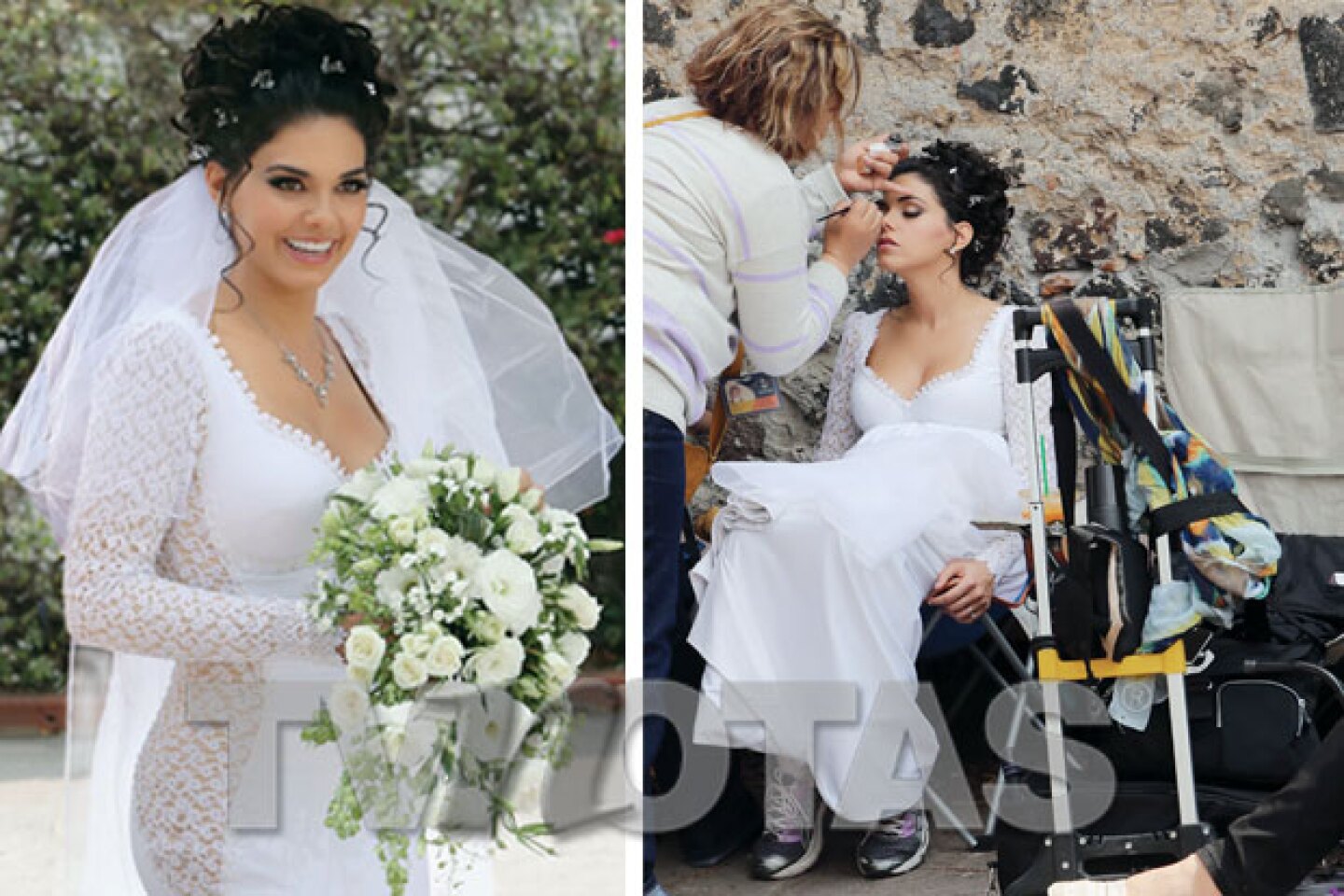 Livia Brito se veía guapísma de novia y cuidó mucho que a pesar del calor no se le corriera el maquillaje.