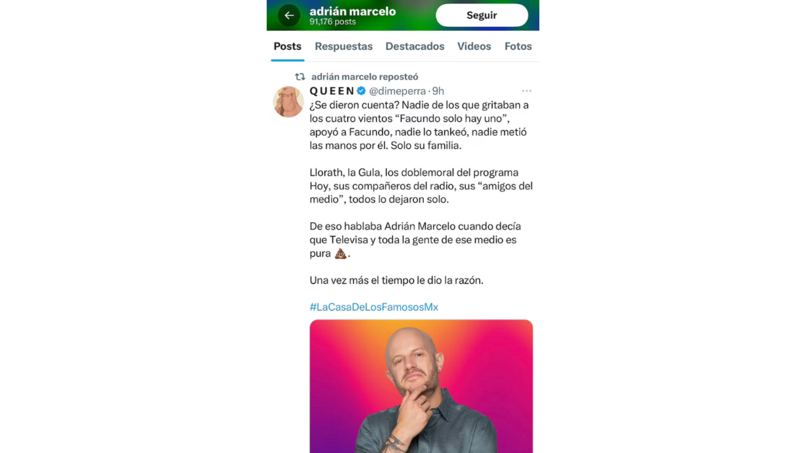 Adrián Marcelo reacciona a la salida de facundo