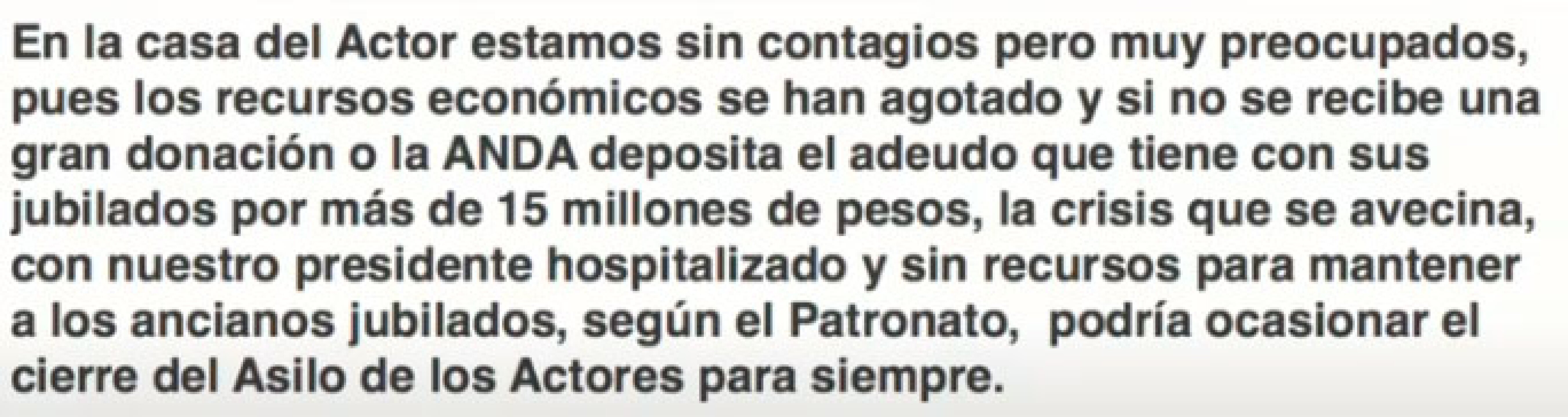 la casa del actor envió comunicado covid eduardo moreno laparade