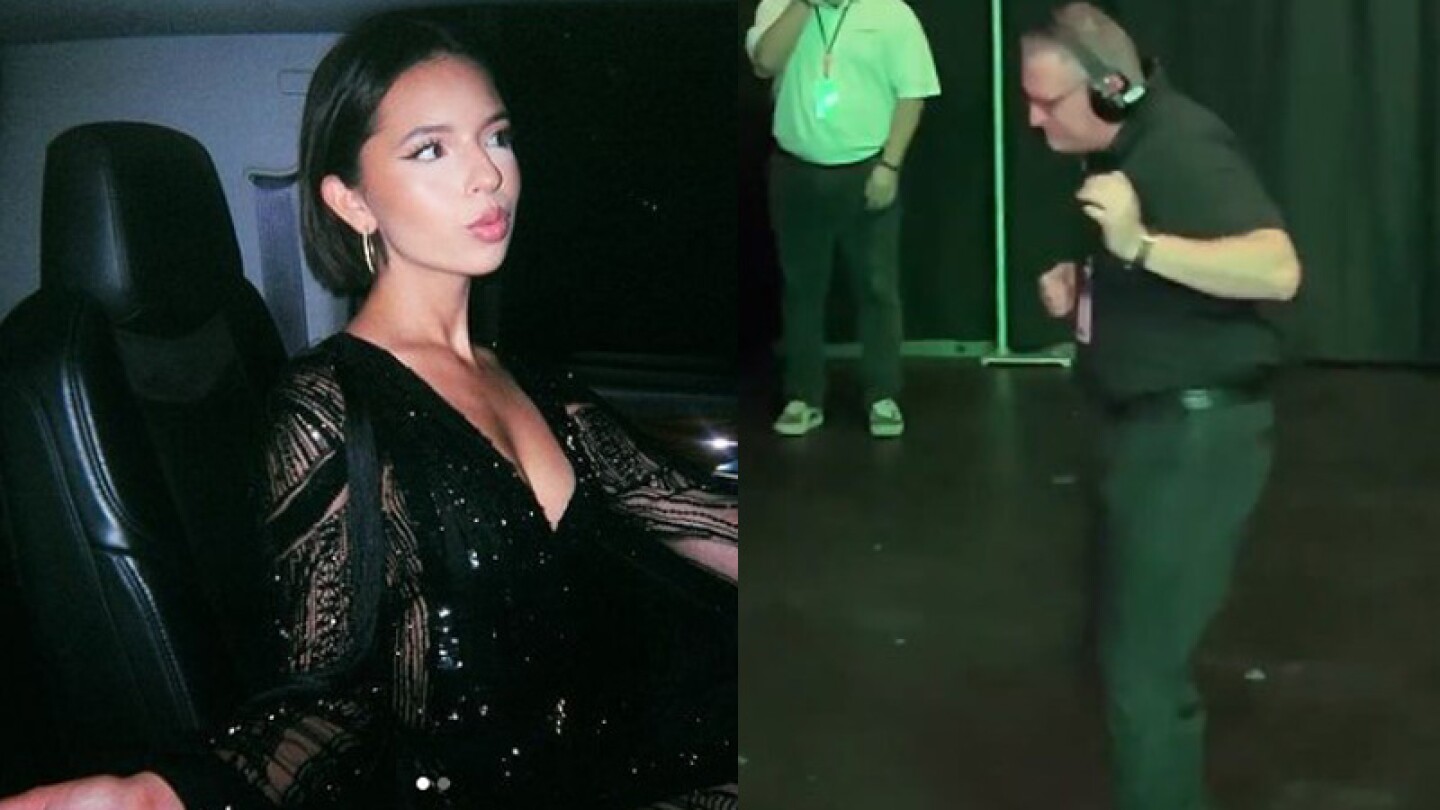 Ángela Aguilar pone a bailar a su guardia de seguridad 