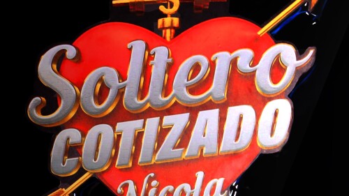 Logo del reality Soltero cotizado, con Nicola Porcella