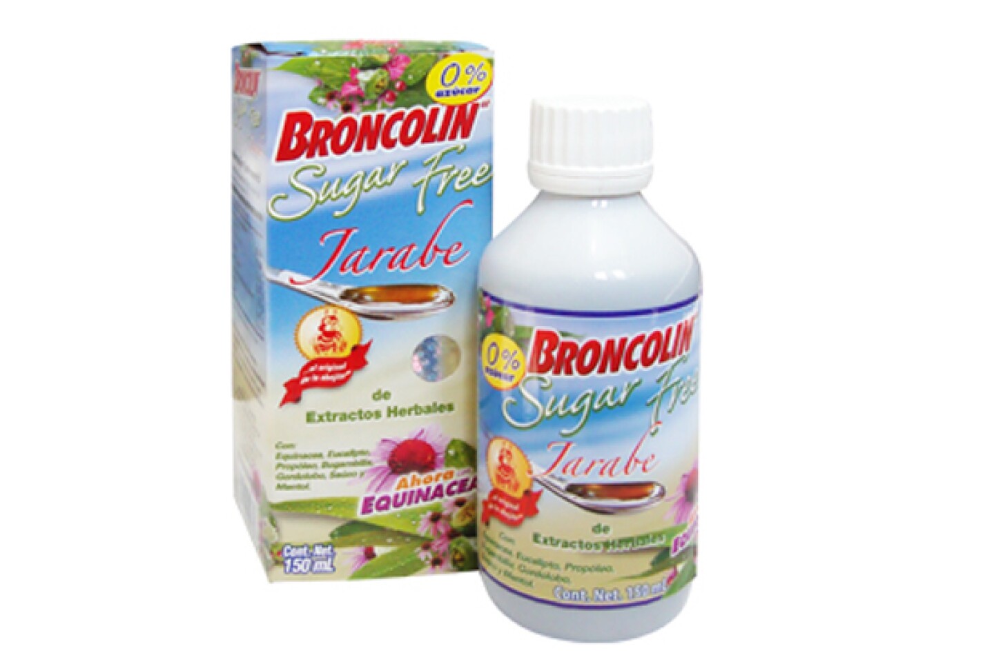Broncolin Sugar Free, está hecho a base de extractos herbales y 100 % libre de azúcar.