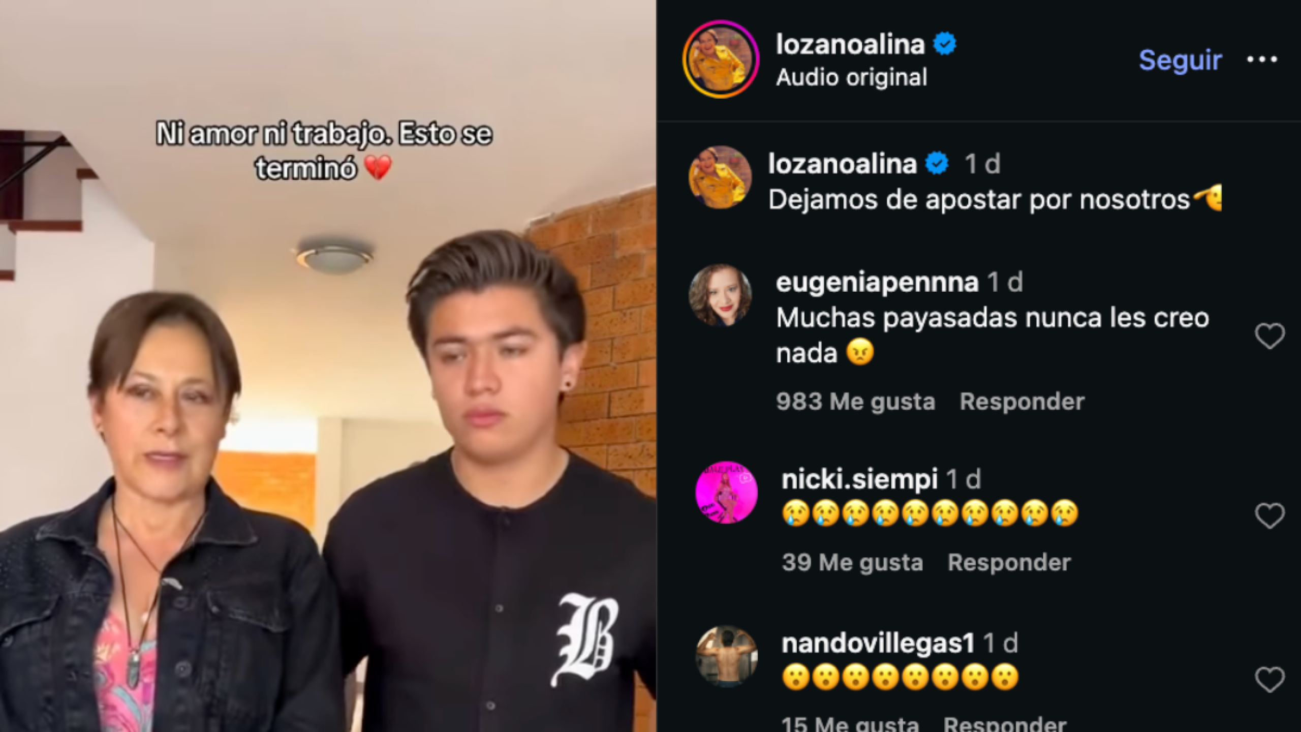 Alina Lozano y Jim Velásquez terminan su relación