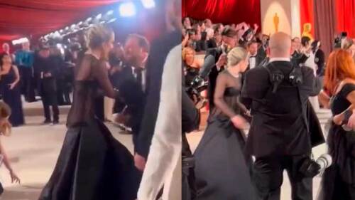 Lady Gaga ayuda a fotógrafo que se cayó en la alfombra de los Premios Oscar 2023Lady Gaga ayuda a fotógrafo que se cayó en la alfombra de los Premios Oscar 2023