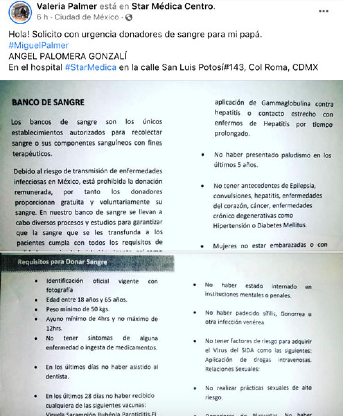 Nuevamente piden donadores de sangre para Miguel Palmer