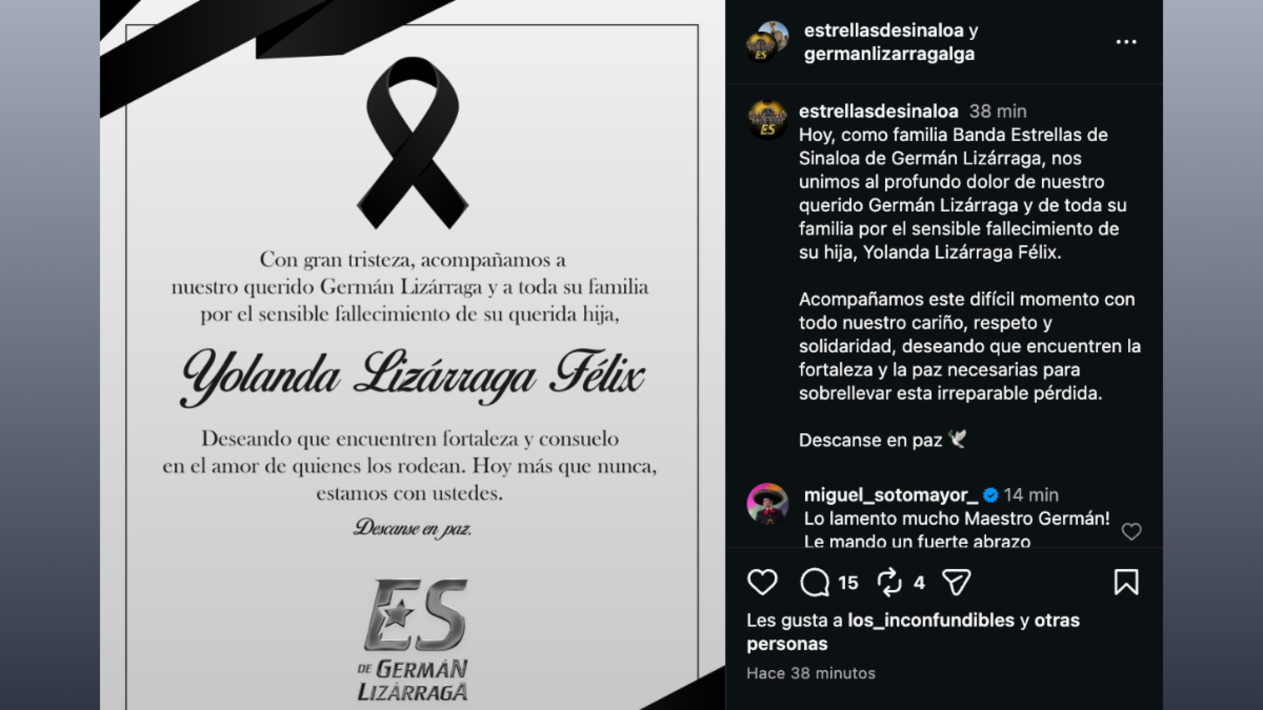 Muere hija de Germán Lizárraga