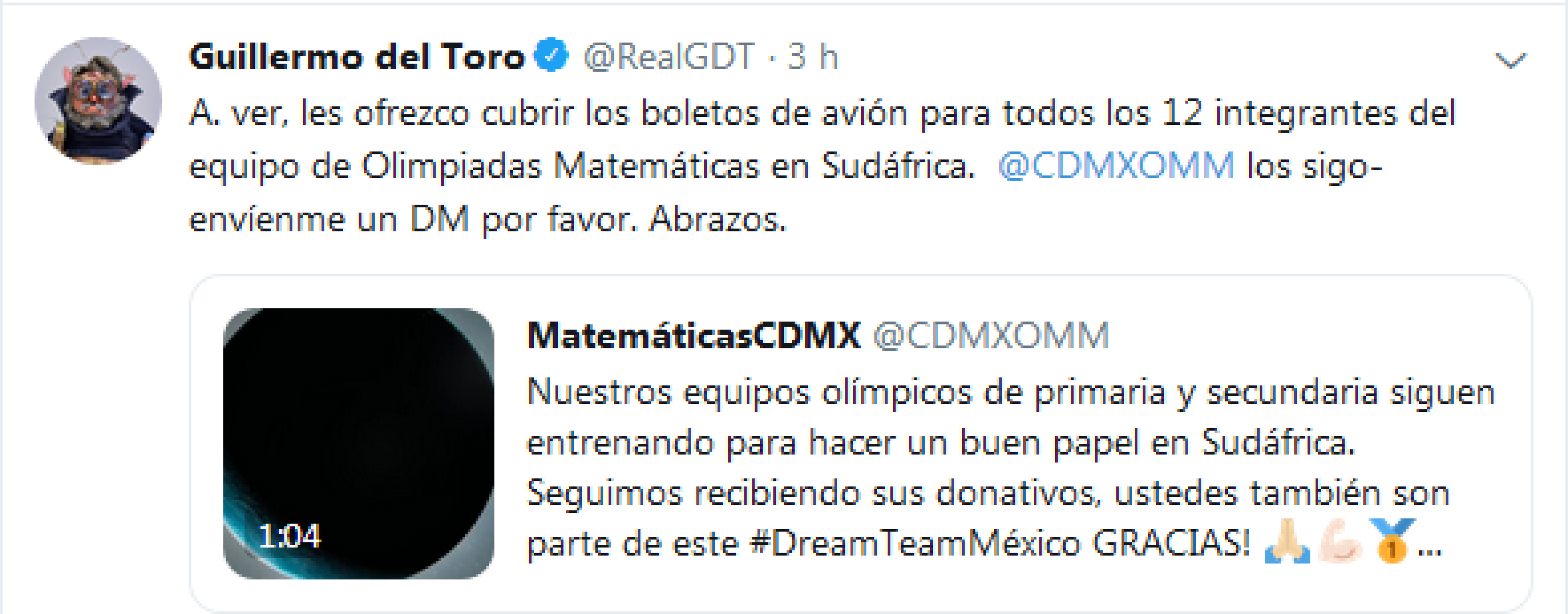 Apoyará a los niños que participarán en la olimpiada de matemáticas en Sudáfrica, pues el gobierno les quitó el apoyo.