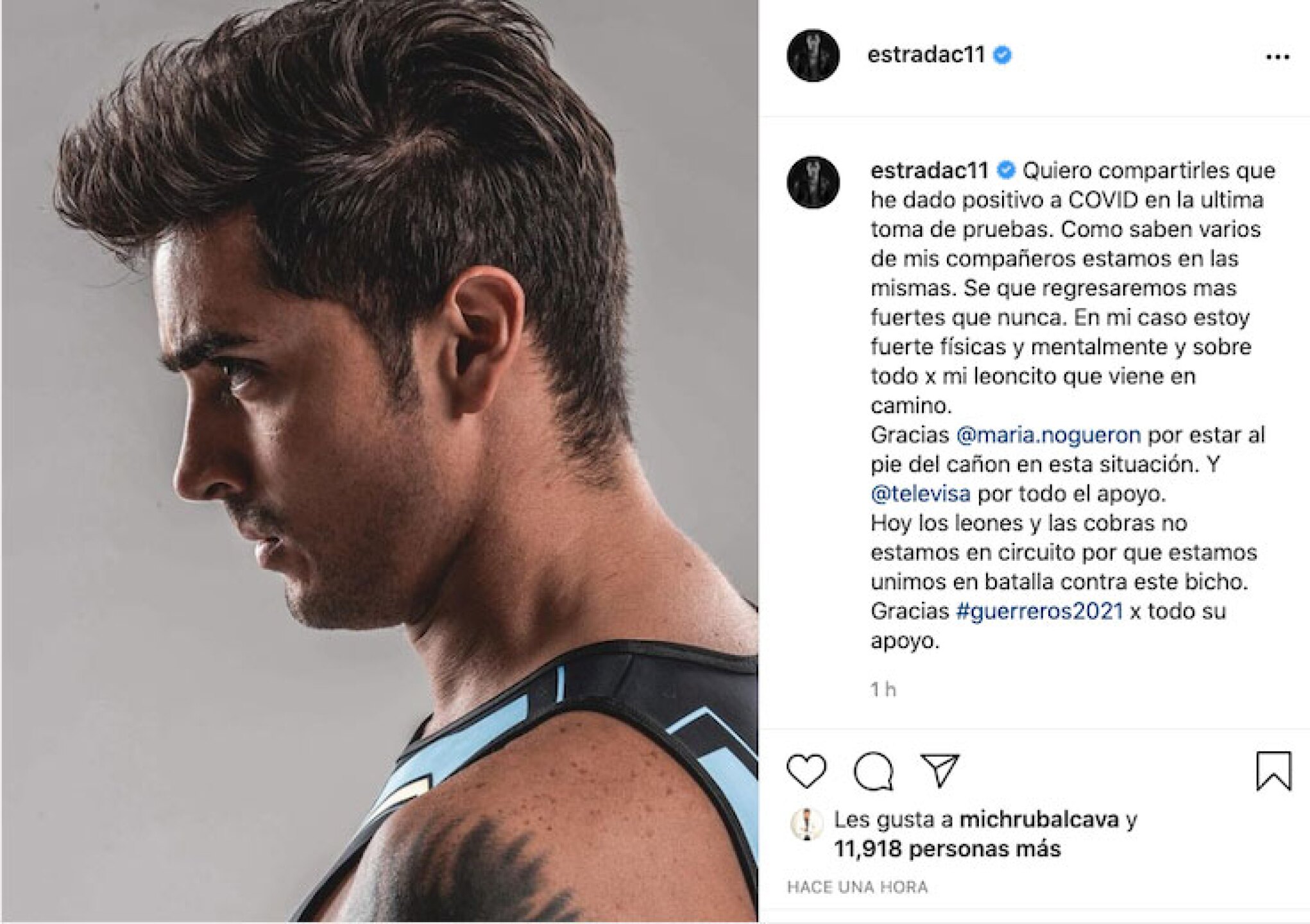 Christian Estrada contrajo el virus como varios compañeros