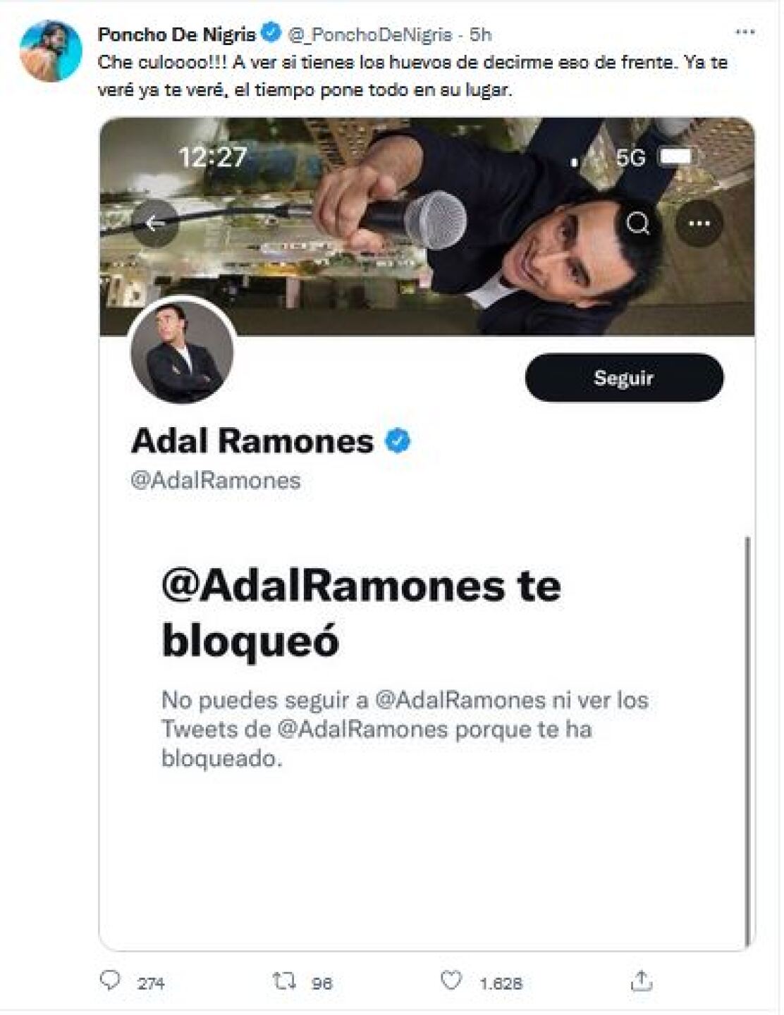 Poncho de Nigris reacciona al bloqueo que Adal Ramones le ha hecho en Twitter