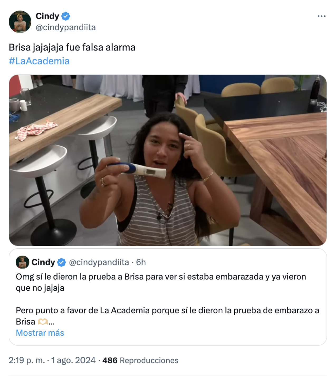 Brisa con prueba embarazo