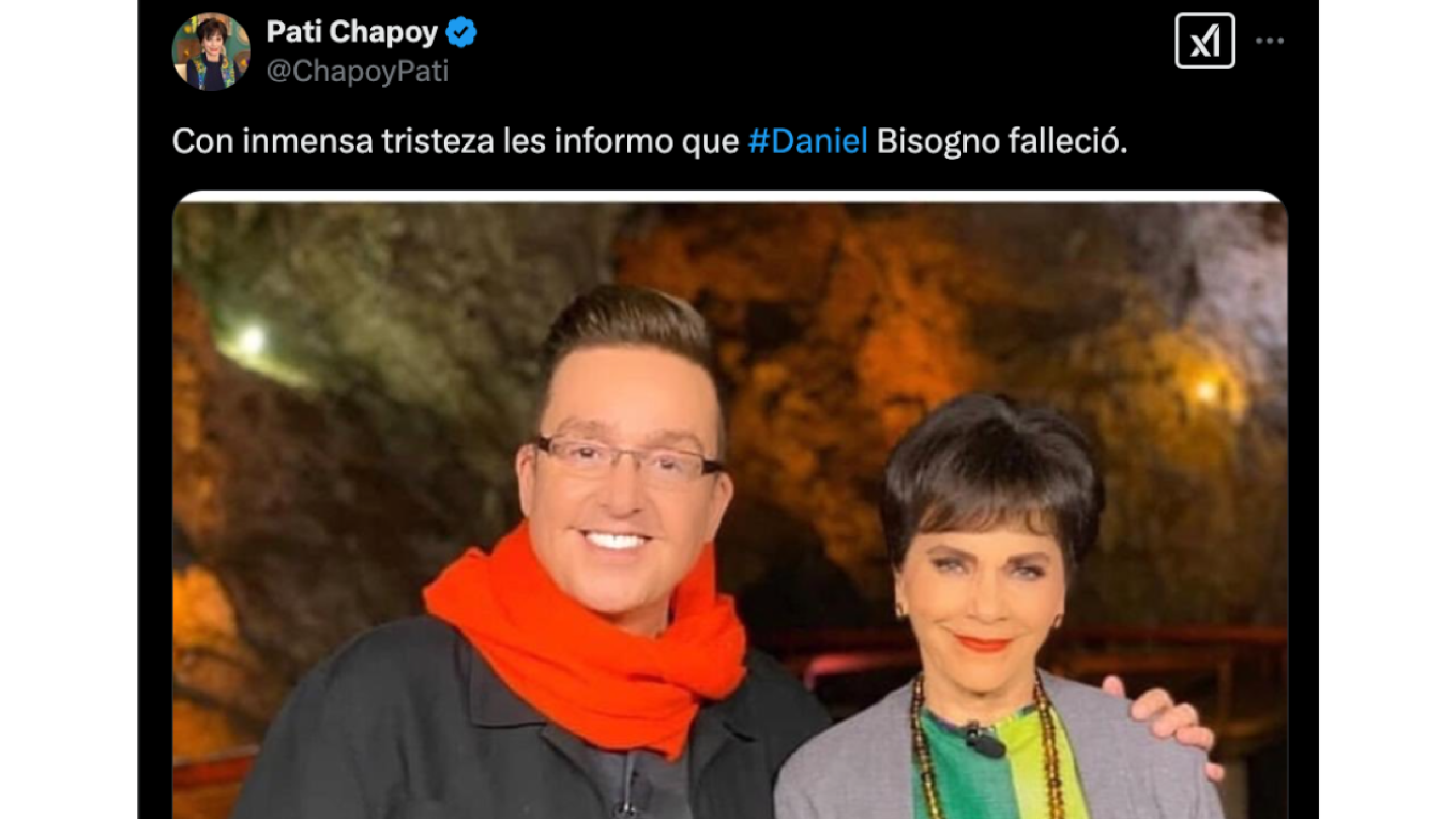Pati Chapoy estuvo de principio a fin con  Daniel Bisogno