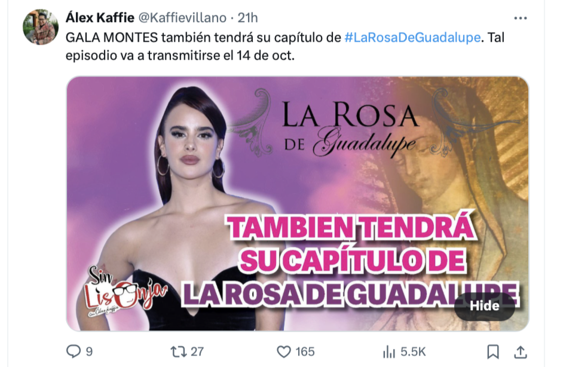 Gala Montes capítulo La rosa de Guadalupe